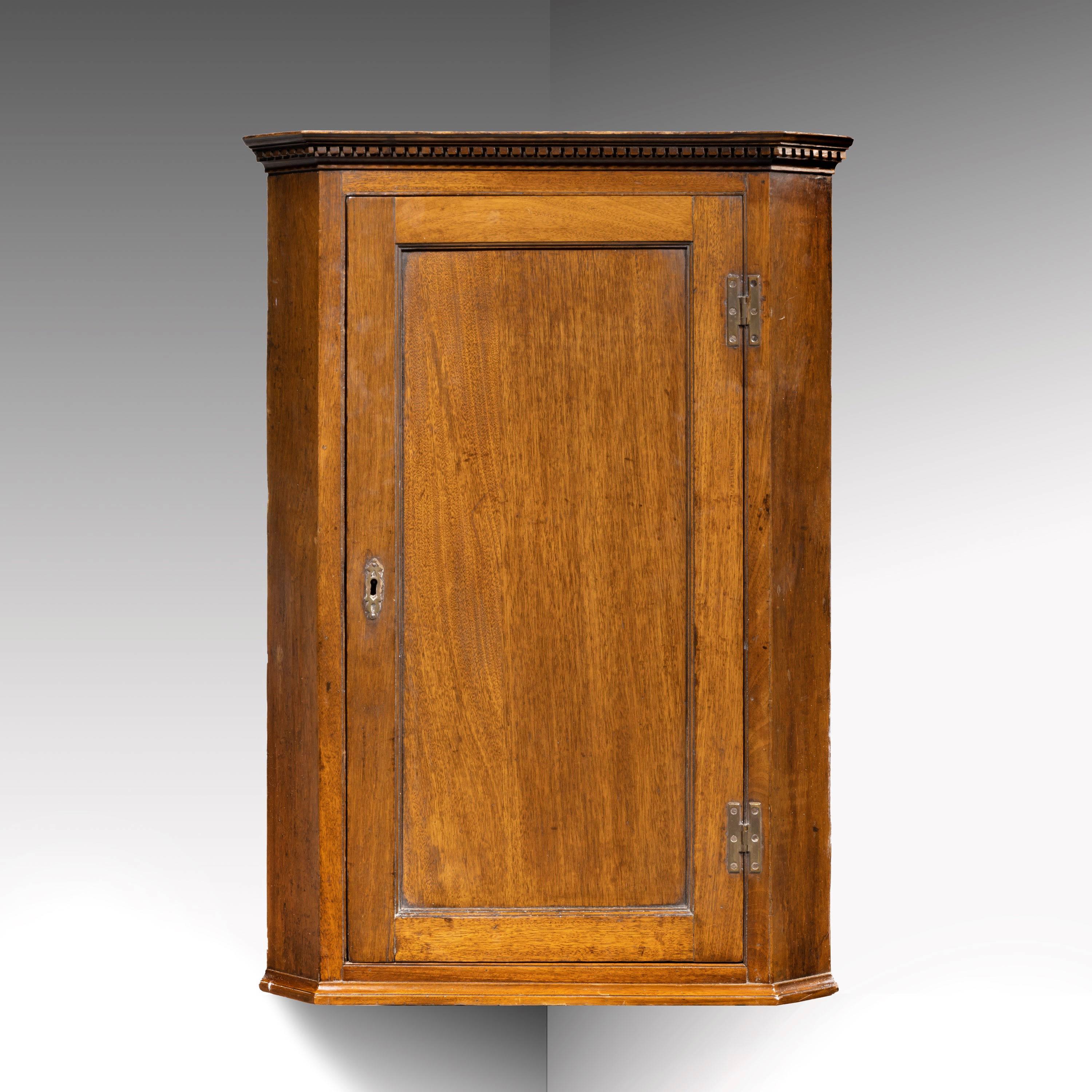 English Good George III Period Mahogany Corner Cupboard