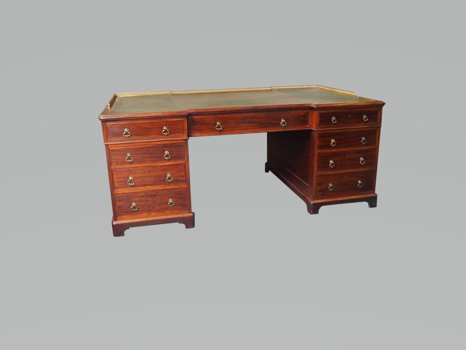 Good Large Double Pedestal Mahogany Partners Desk For Sale 3