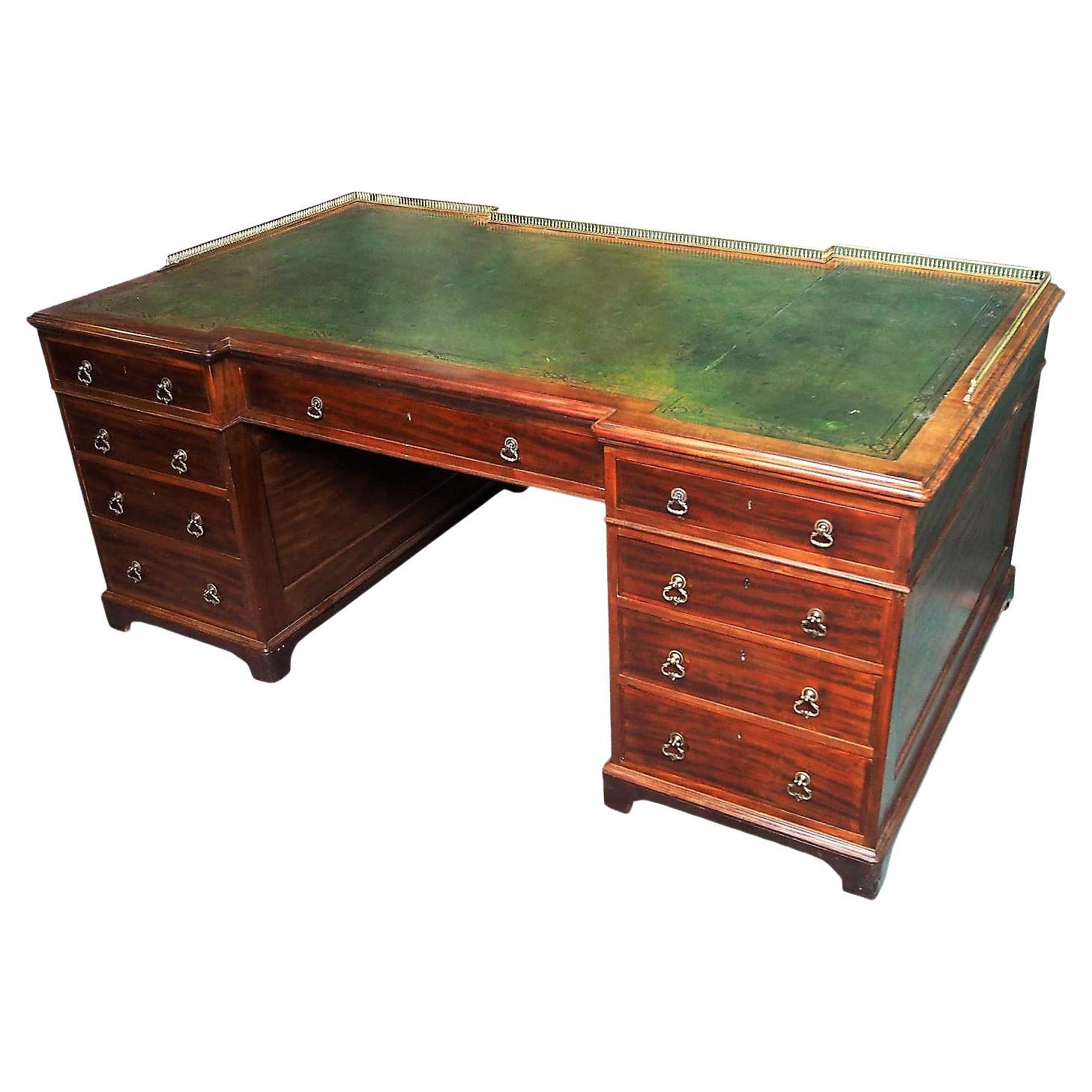 Good Large Double Pedestal Mahogany Partners Desk For Sale