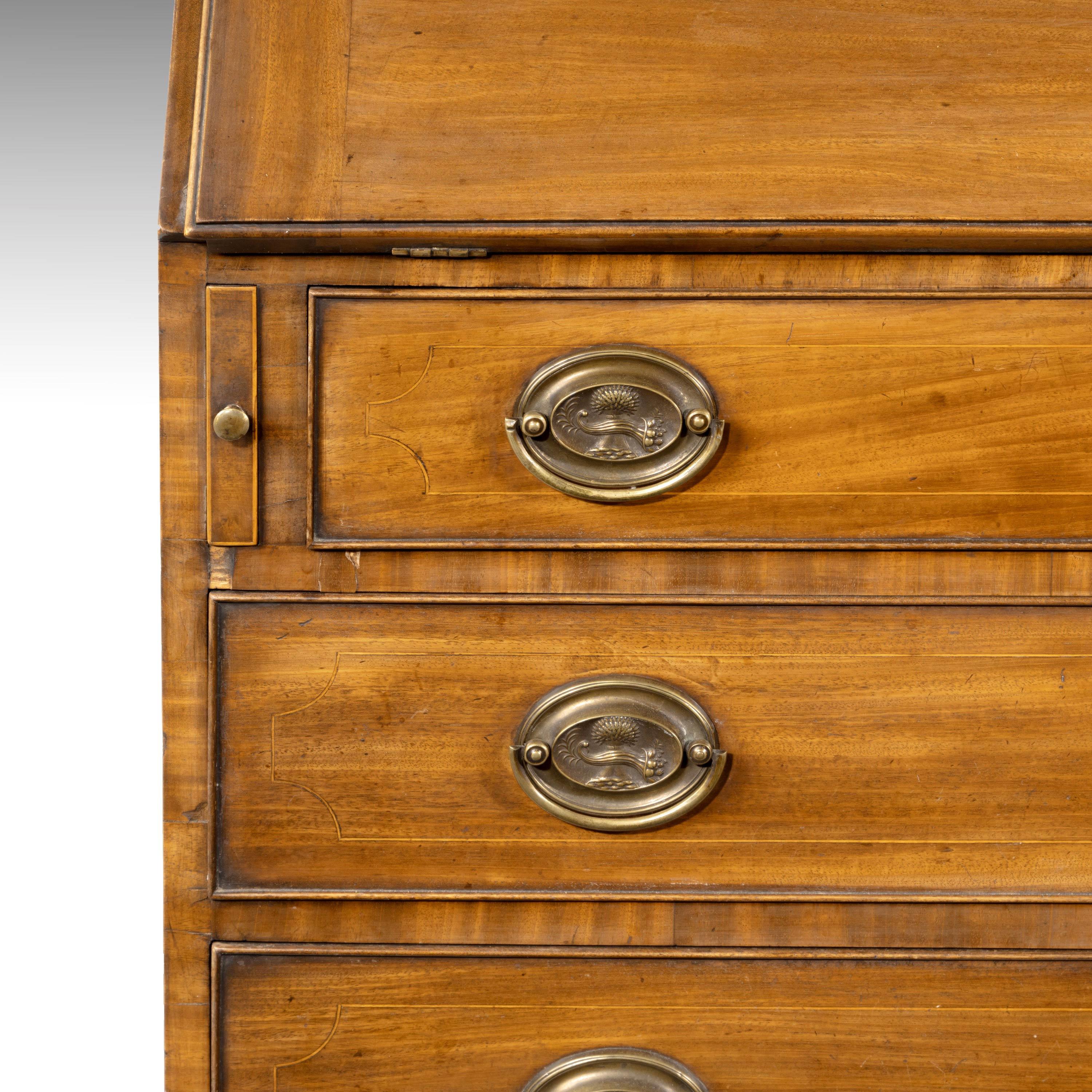 Good Large George III Period Mahogany Bureau In Good Condition In Peterborough, Northamptonshire