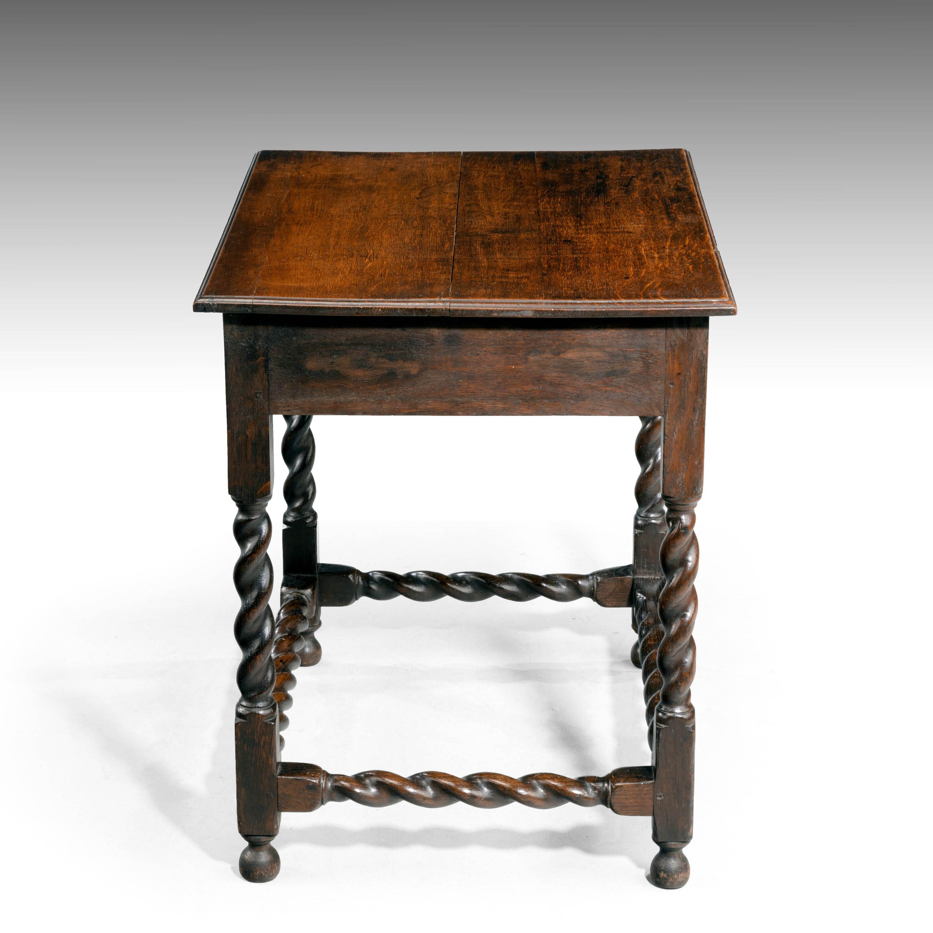 English Good Later 17th Century Oak Side Table