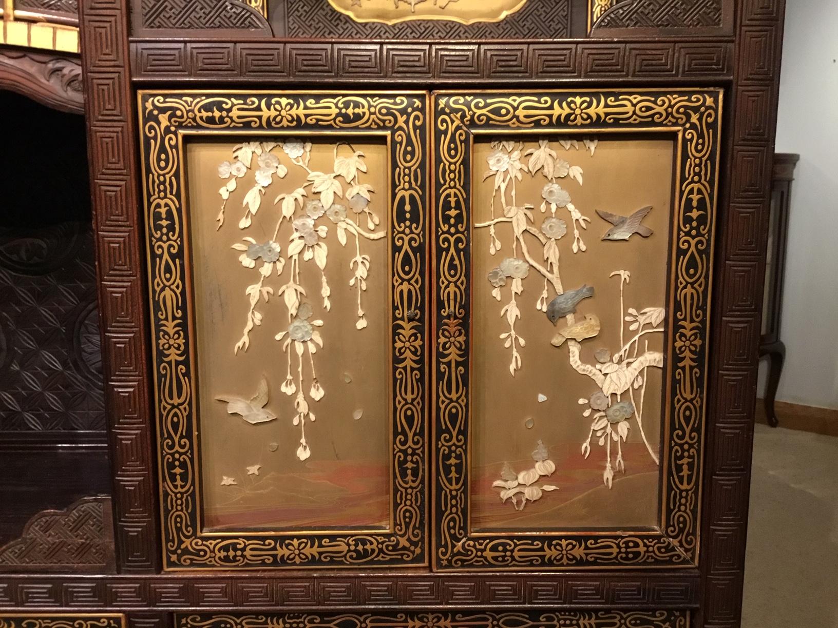 Late 19th Century Good Meiji Period Shibayama Cabinet For Sale