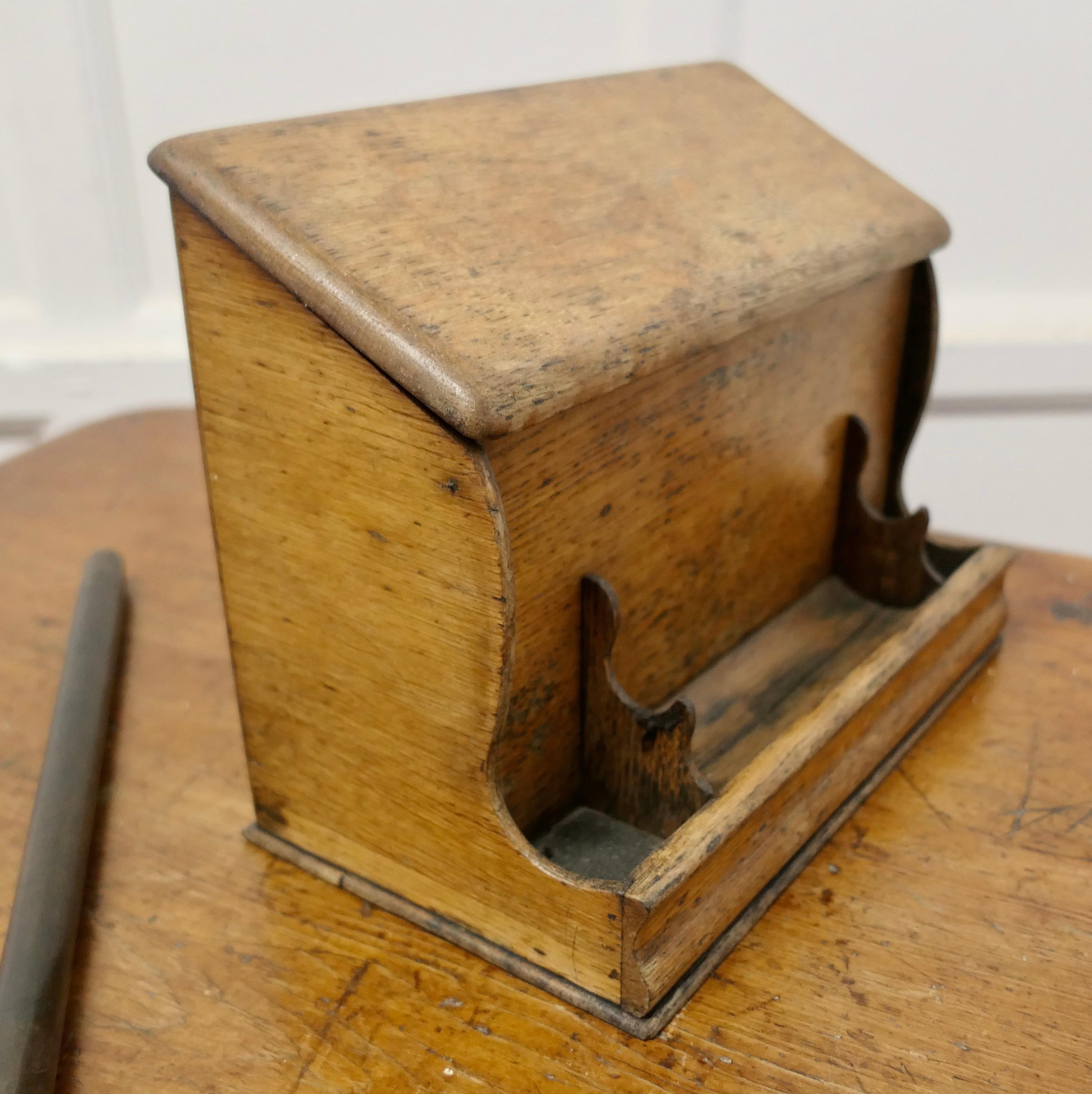 Late 19th Century A Good Old Oak Stationary or Letter Box, with pen Holder    For Sale