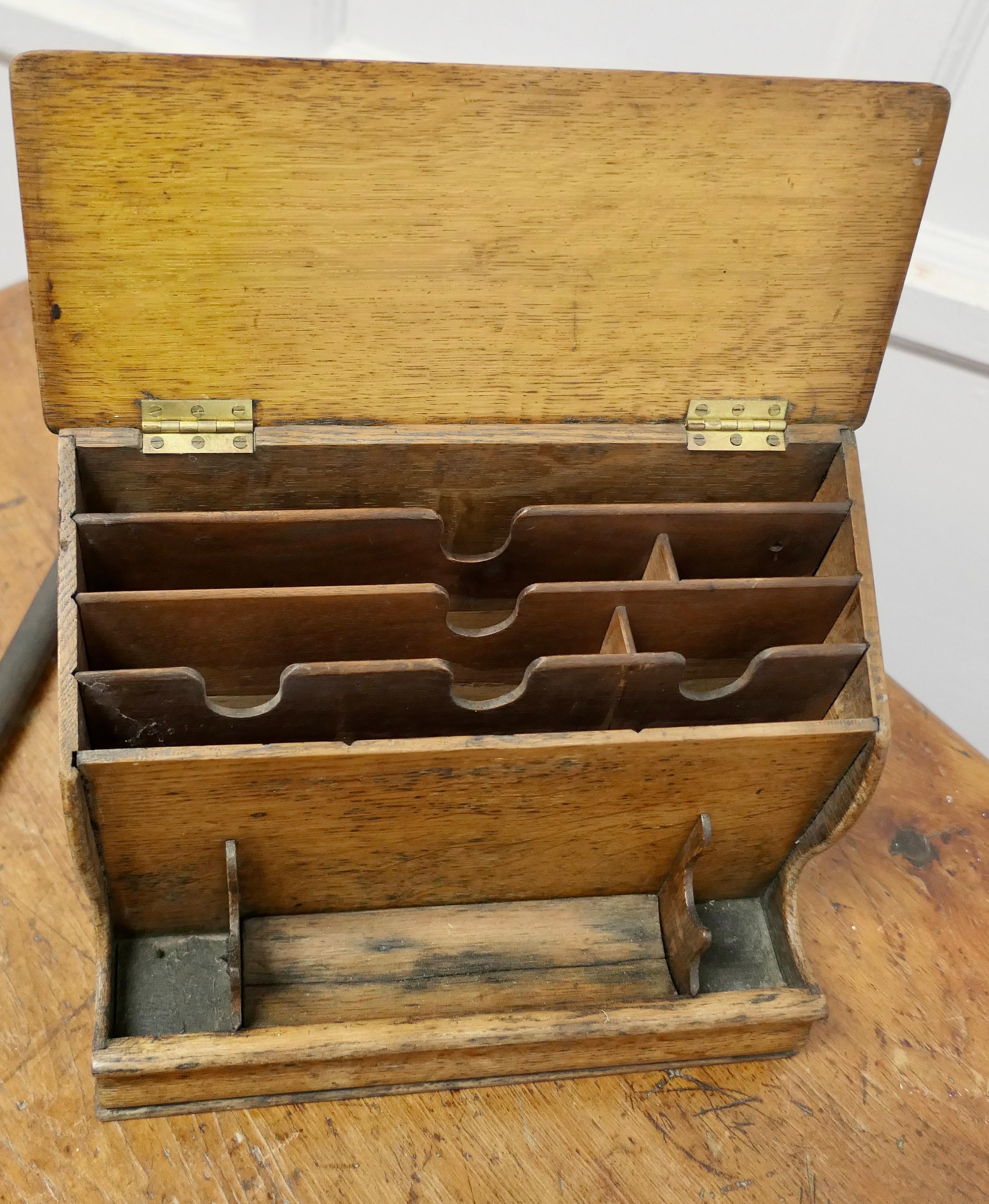 A Good Old Oak Stationary or Letter Box, with pen Holder    For Sale 1
