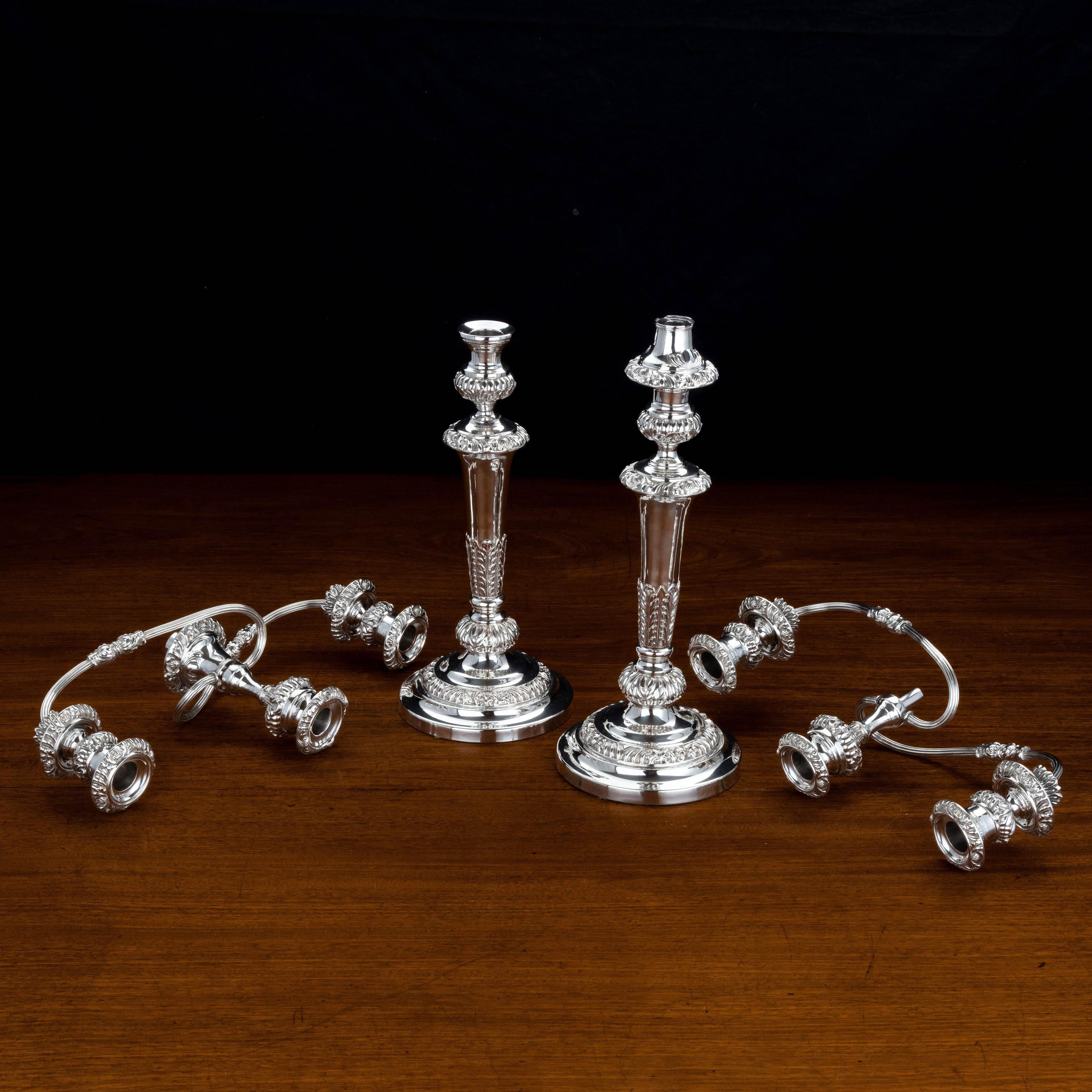 Sheffield Plate Good Pair of 19th Century Sheffield-Plated Candelabra