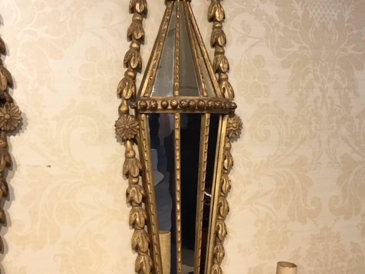 Good Pair of Carved Giltwood Edwardian Period Girandoles/Wall Lights 2