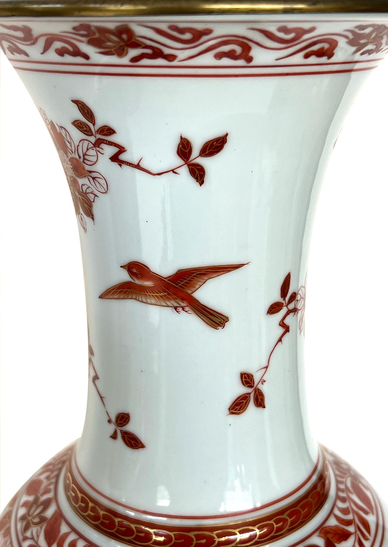 Ceramic A Good Pair of Chinese Export-style Floral Decorated Vases Mounted as Lamps For Sale