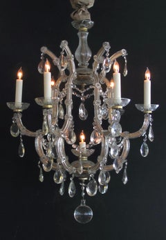 Good Pair of Continental Maria Theresa Basket-Form Glass & Crystal Chandeliers