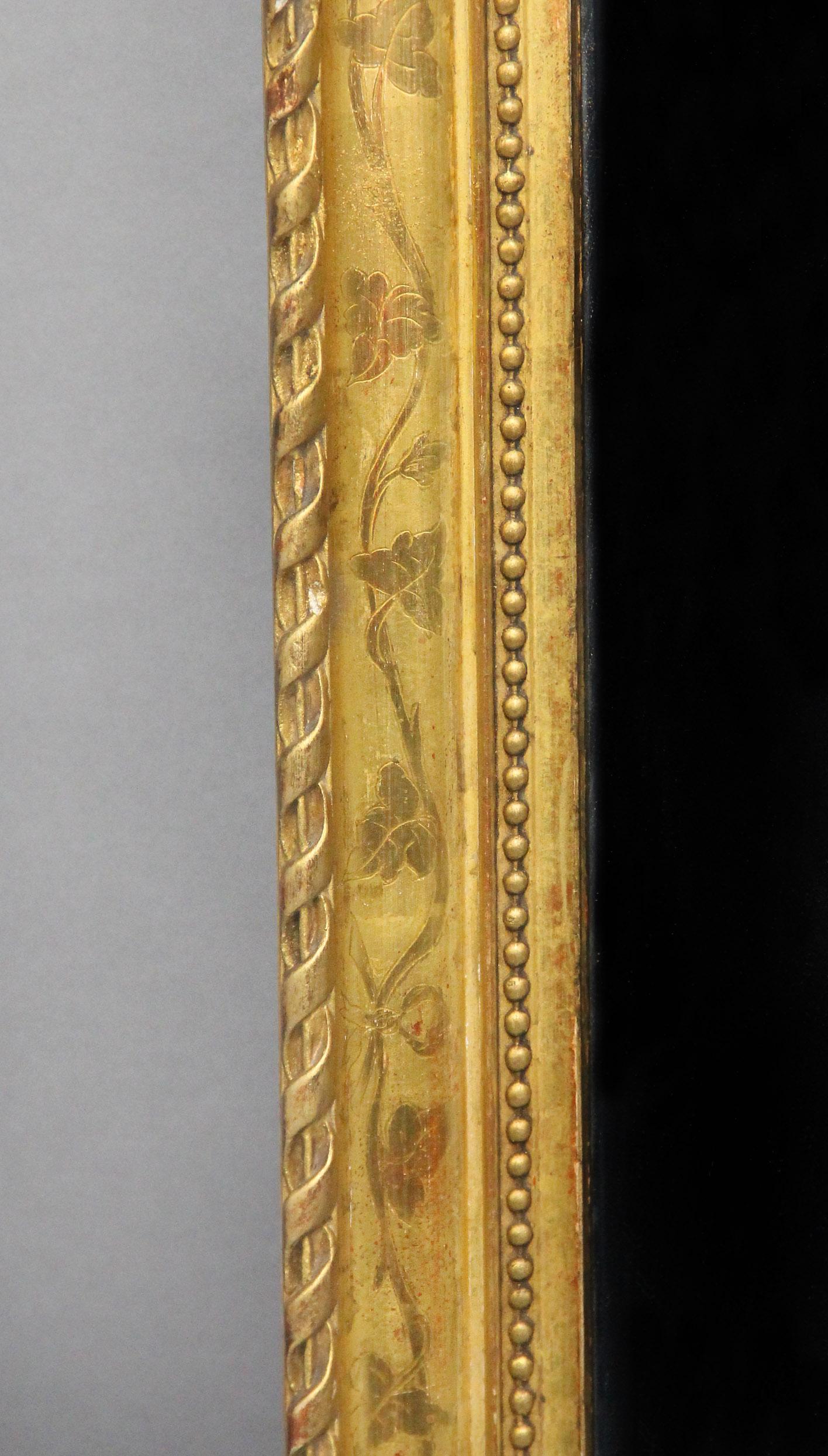 French A Good Pair of Late 19th Century Carved Giltwood and Gesso Mirrors For Sale