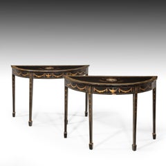 Good Pair of Late George III Period Demilune Tables