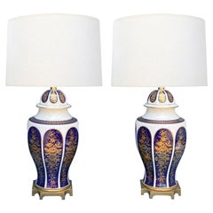 Ein gutes Paar Lindner Bavaria Porzellan-Tischlampen mit Ingwerglasur