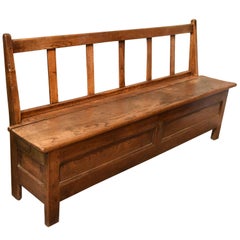 Antique A Good Pair of Mid 19th Century French Breton Chestnut Benches