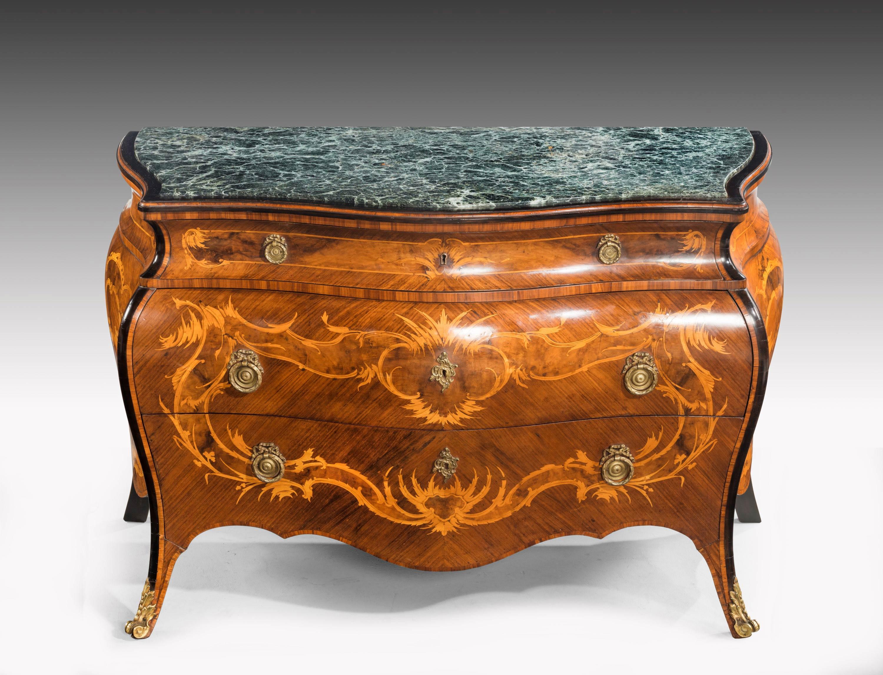 19th Century Good Pair of Northern European Walnut Parquetry and Marquetry Commodes For Sale