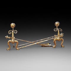 Good Pair of Victorian Brass Fire Dogs