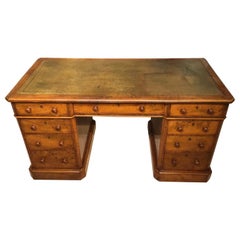 Good Pollard Oak Victorian Period Antique Pedestal Desk