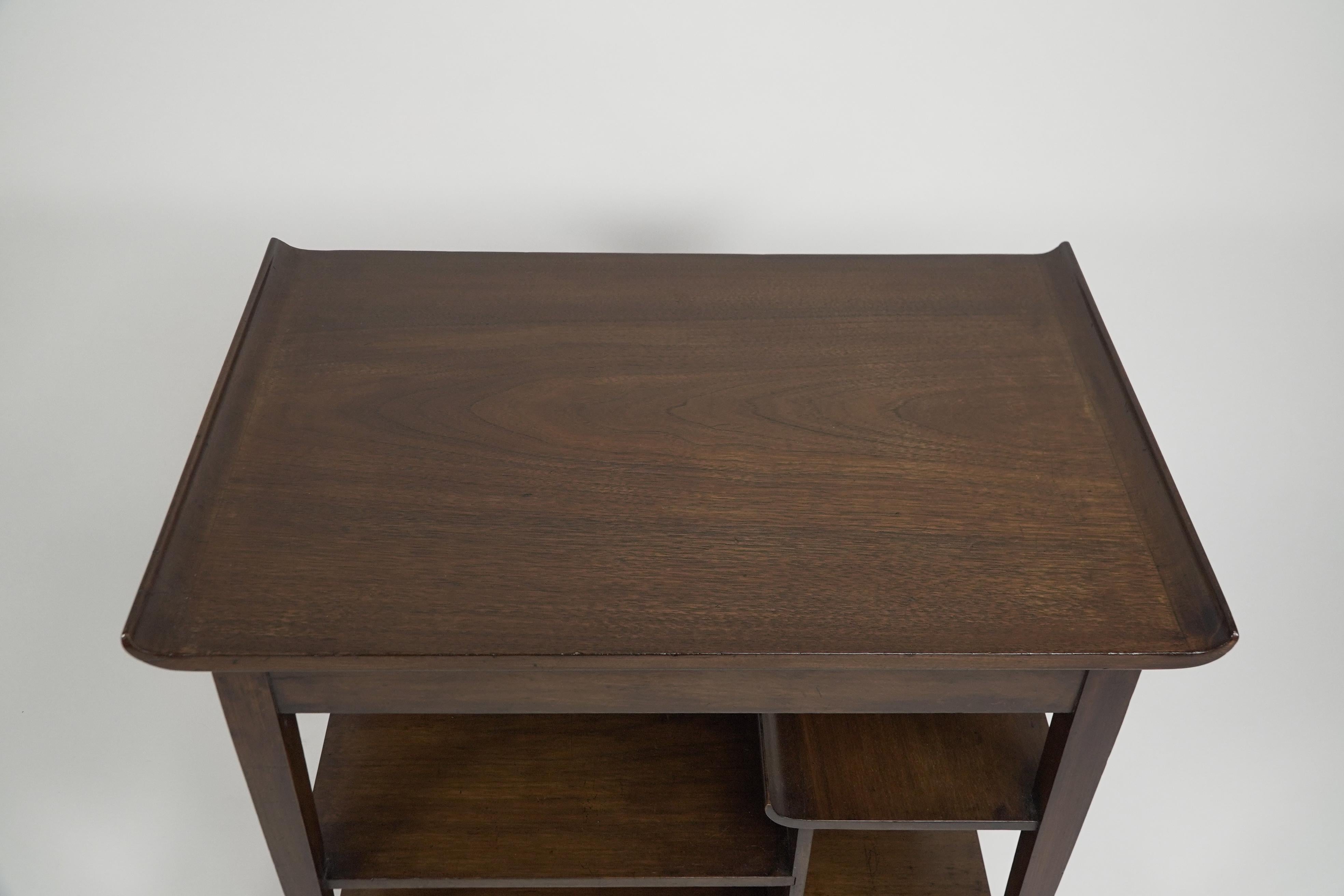 An Aesthetic Movement Walnut side table with Torii gate style curving uprights. For Sale 6