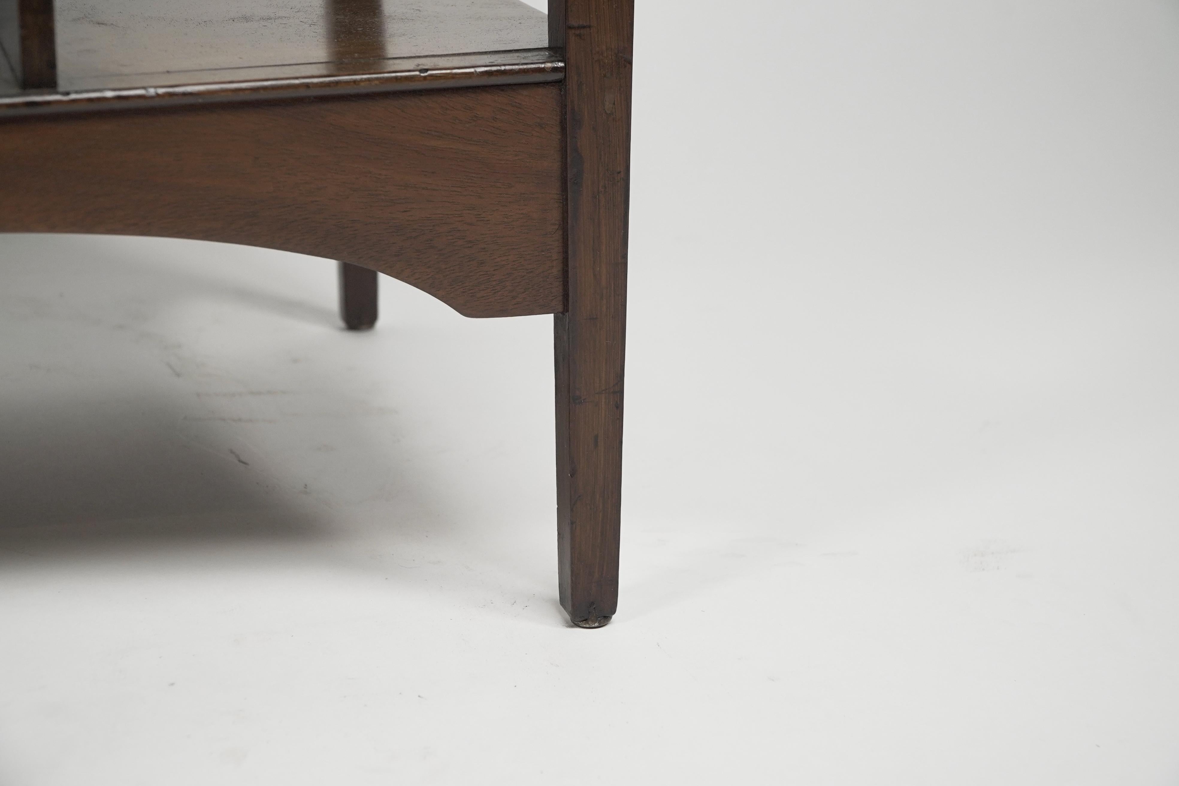 An Aesthetic Movement Walnut side table with Torii gate style curving uprights. For Sale 14