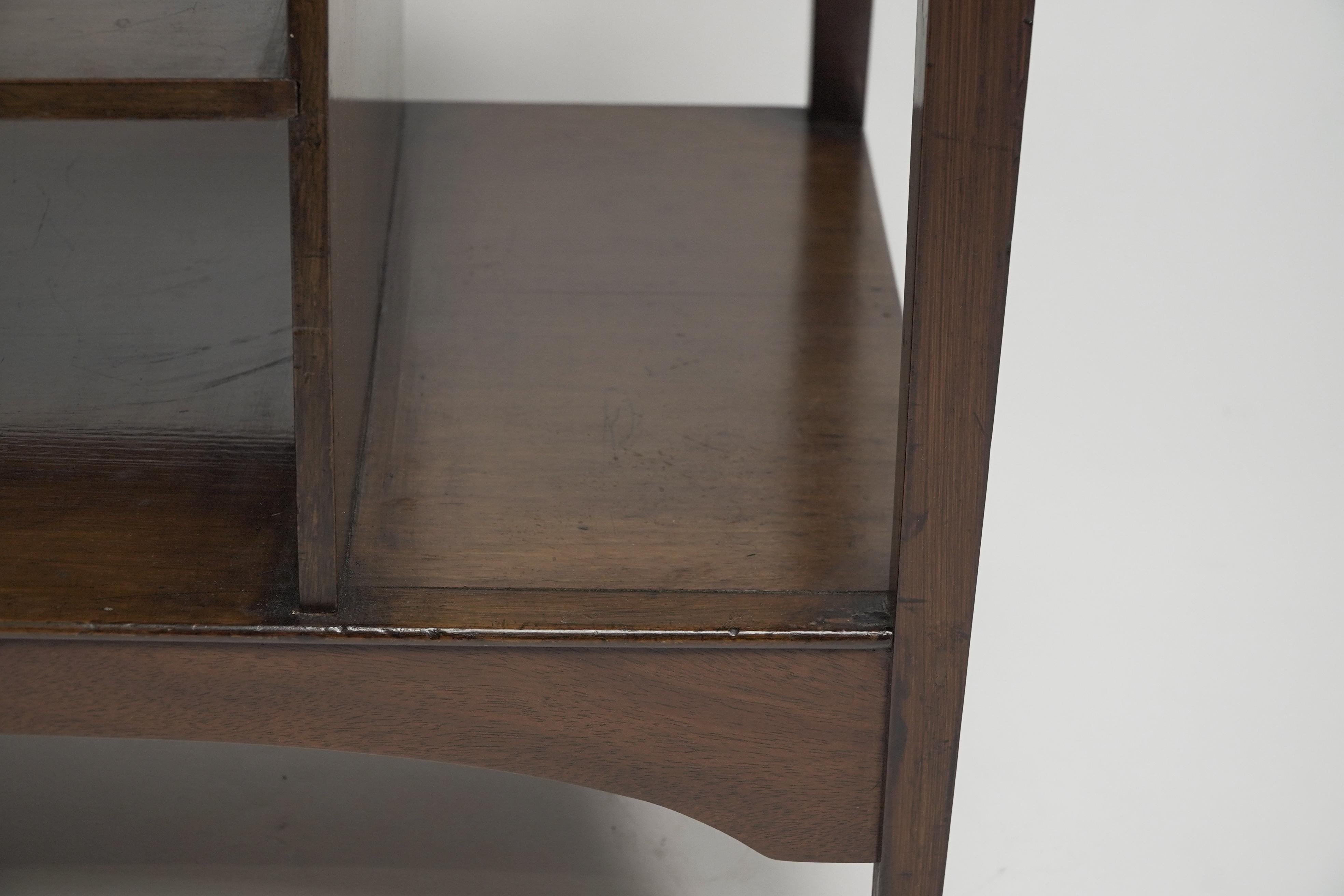 An Aesthetic Movement Walnut side table with Torii gate style curving uprights. For Sale 9