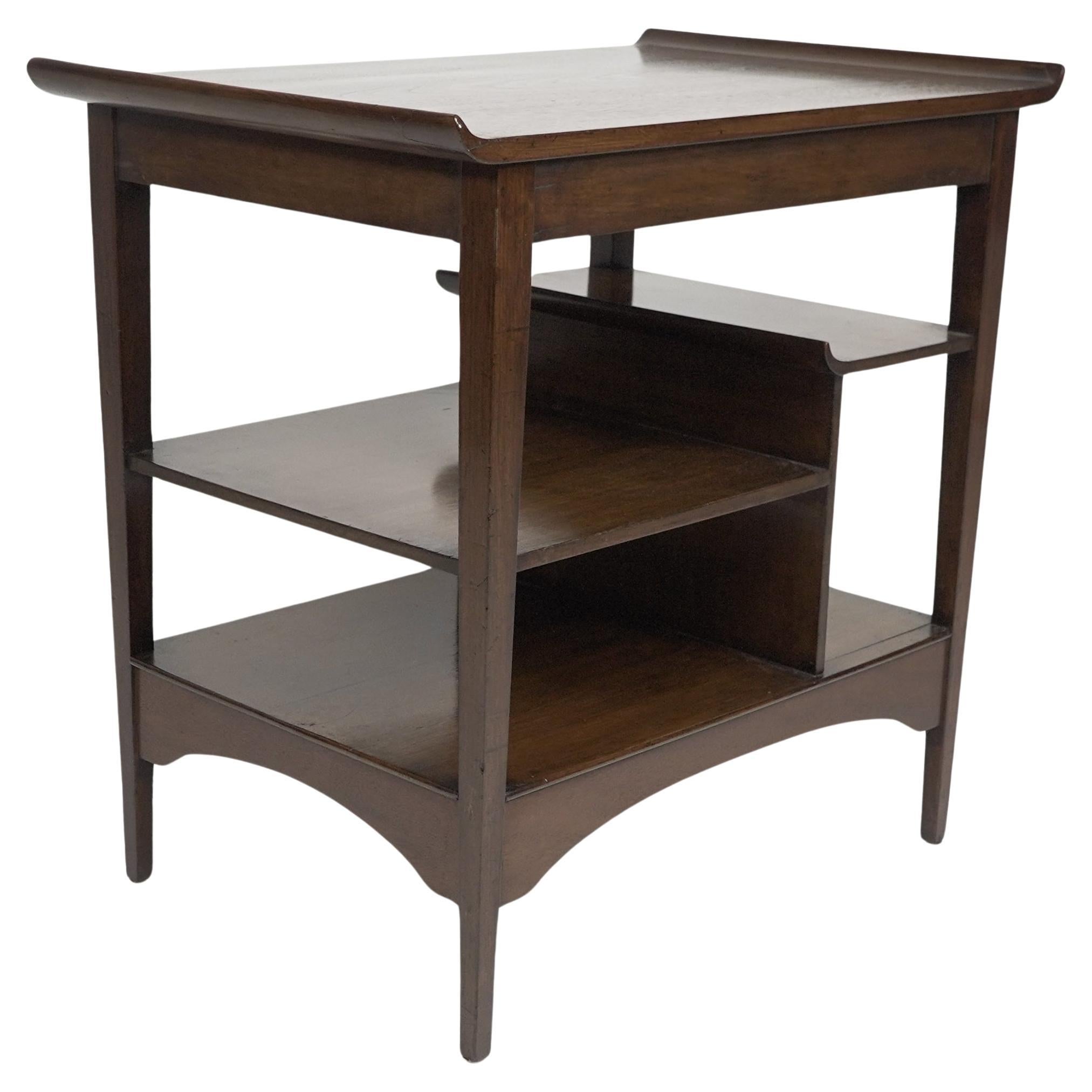 An Aesthetic Movement Walnut side table with Torii gate style curving uprights. For Sale