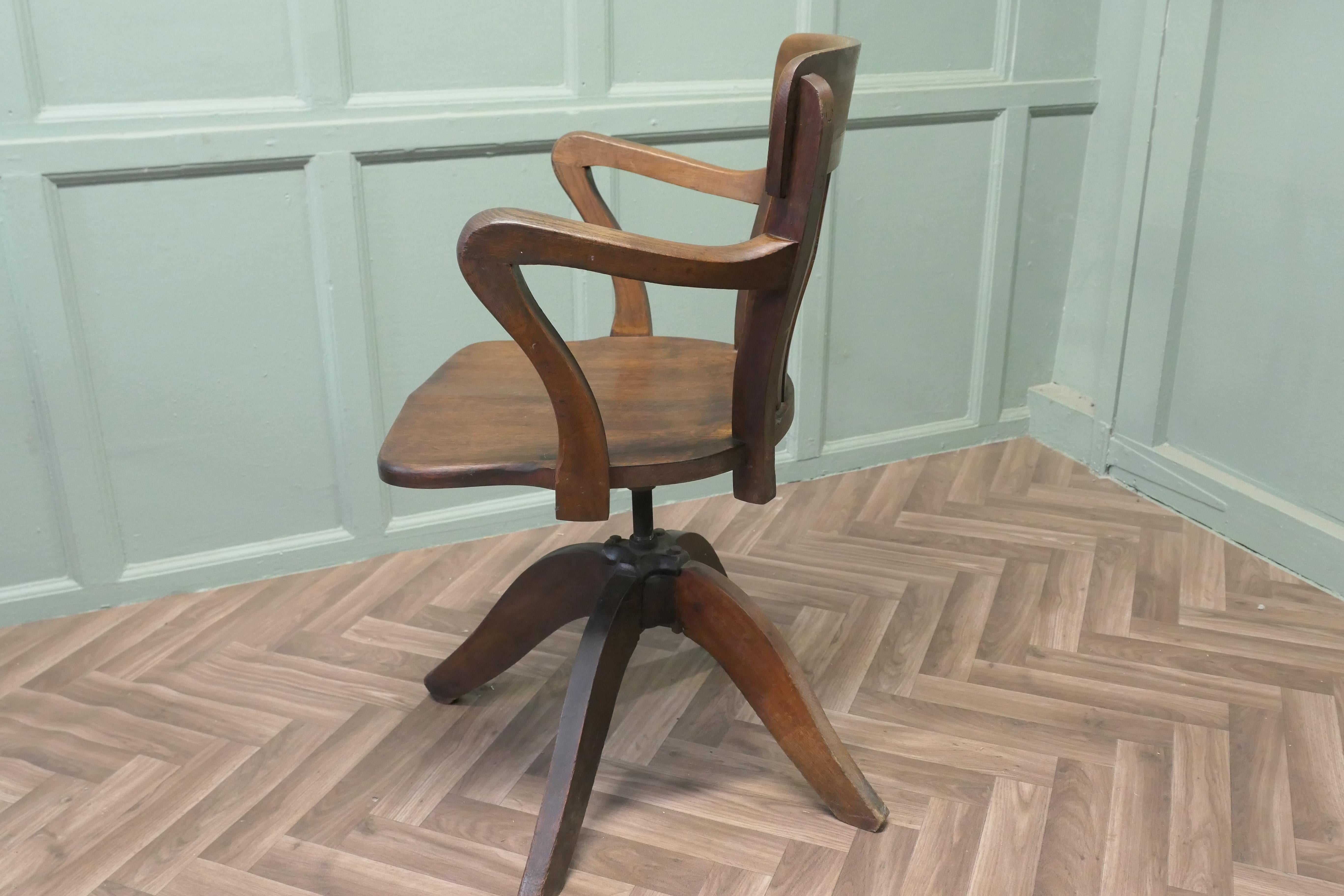 A Good Quality Art Deco Desk Chair The Chair has an attractive deep curving back For Sale 2