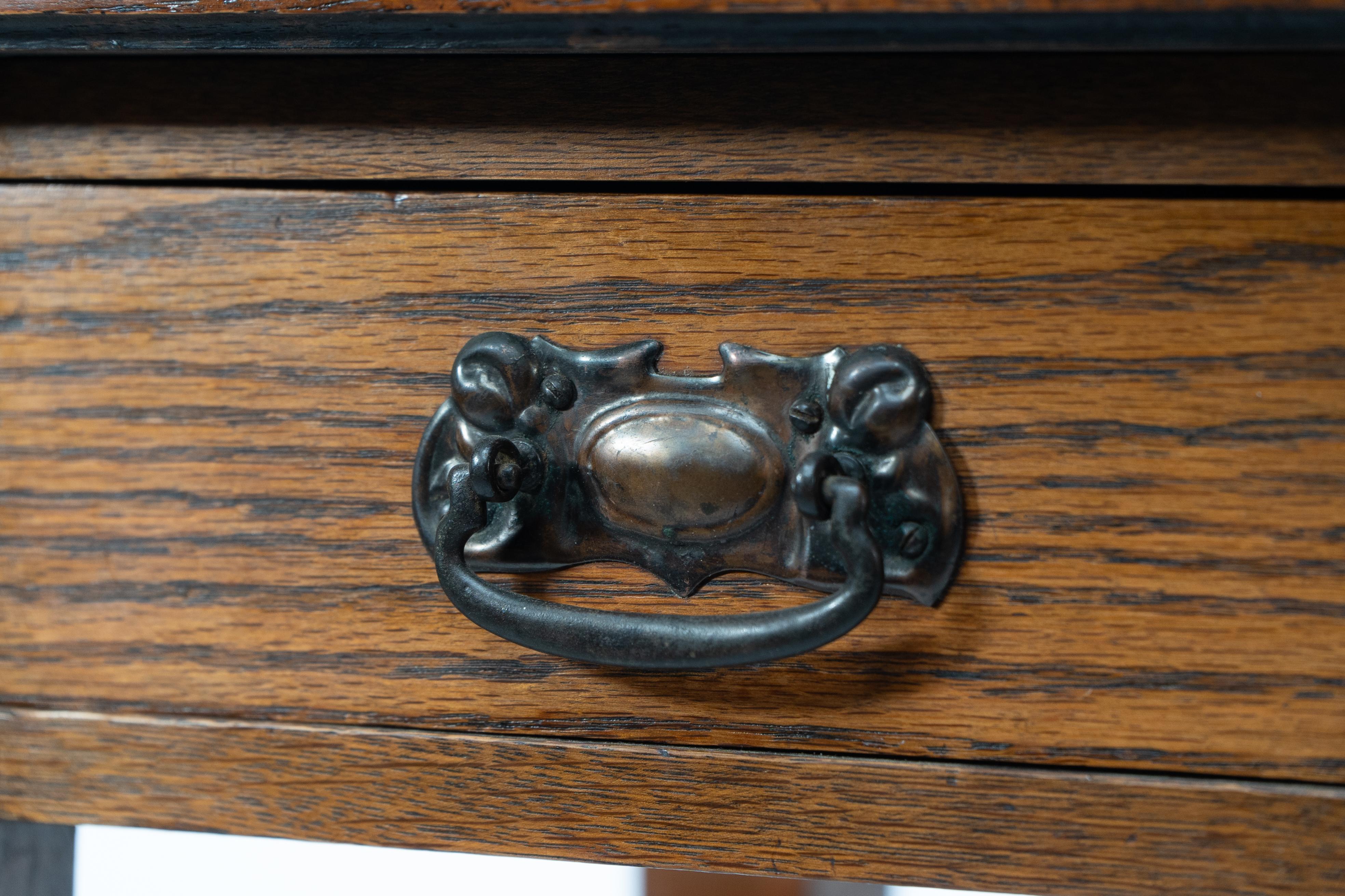 A good quality Arts and Crafts single drawer card or games table For Sale 10