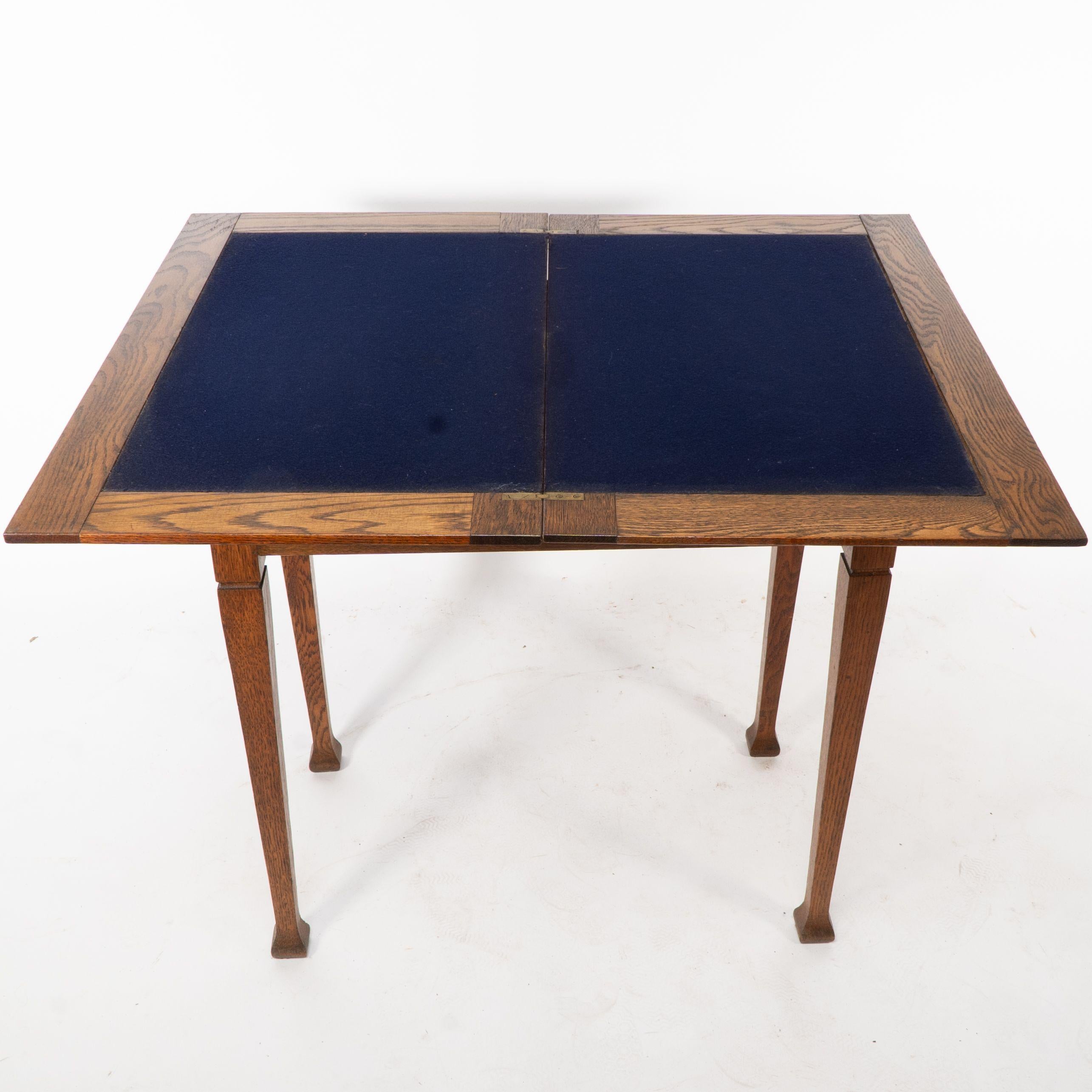 A good quality Arts and Crafts single drawer card or games table For Sale 3