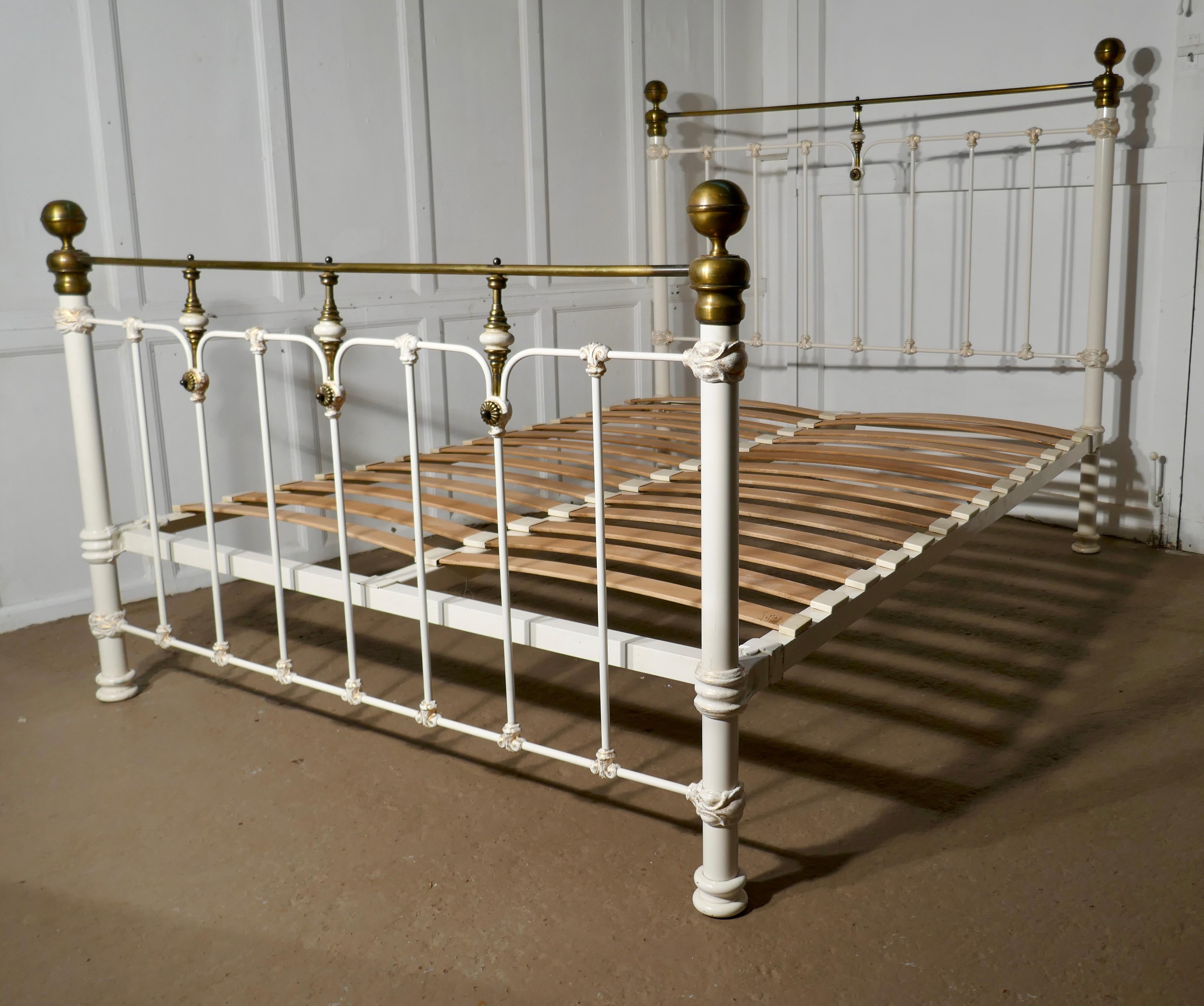 Victorian Good Quality Brass and Iron King Bed