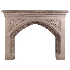 Antique Good Quality Carved Gothic Style Fireplace