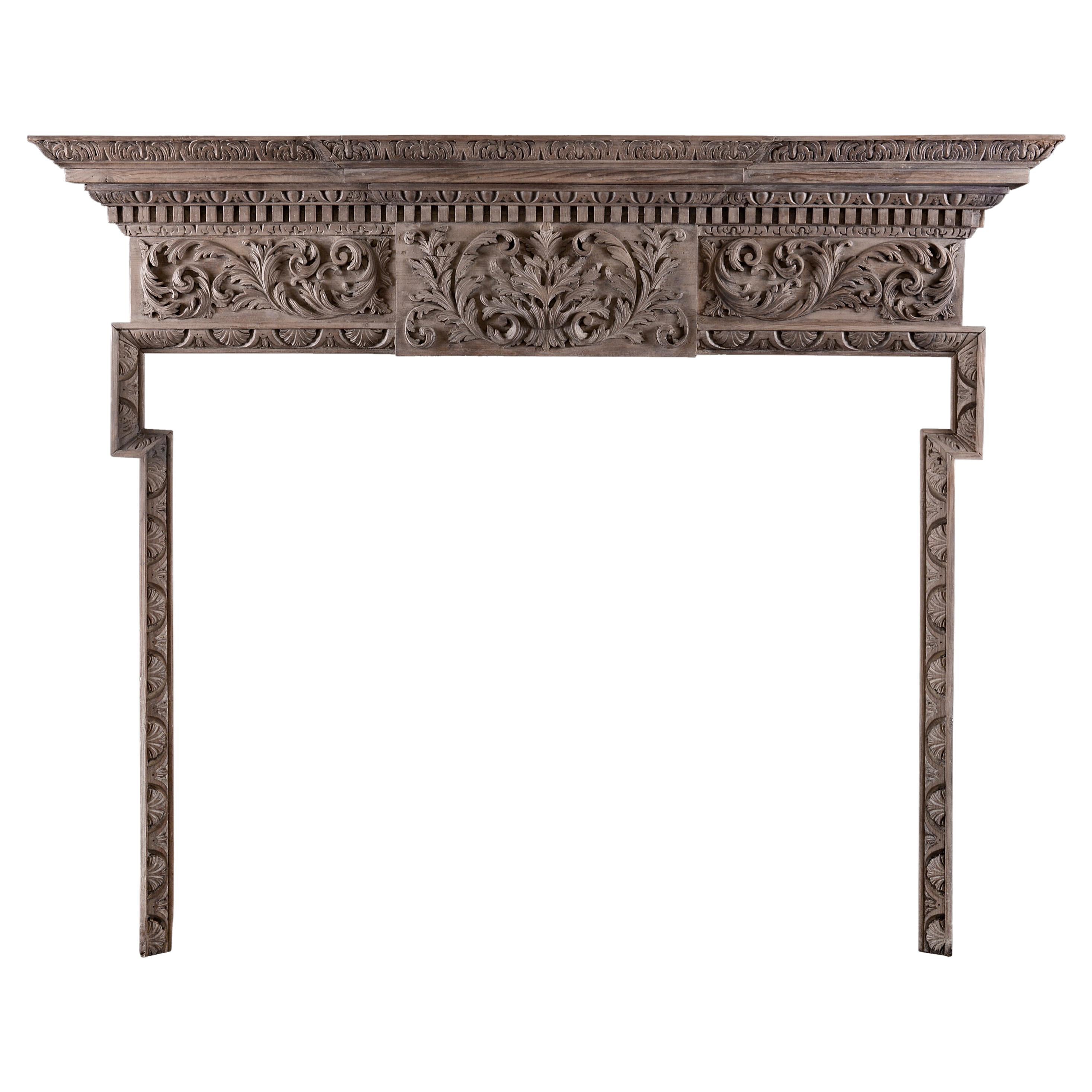 Good Quality Carved Timber Fireplace in the Georgian Style For Sale