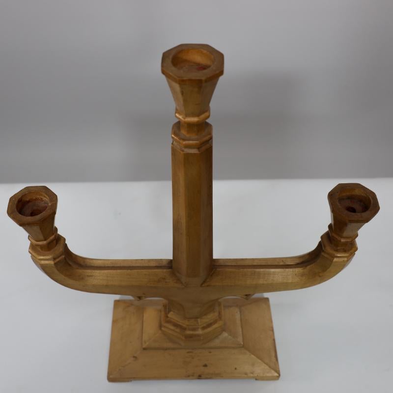 A good quality pair of subtle Gothic Revival hand crafted beech candelabras. For Sale 6