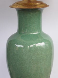 Good Quality Pair of Vintage Celadon Crackle-Glaze Lamps by Wildwood Lamp Co.