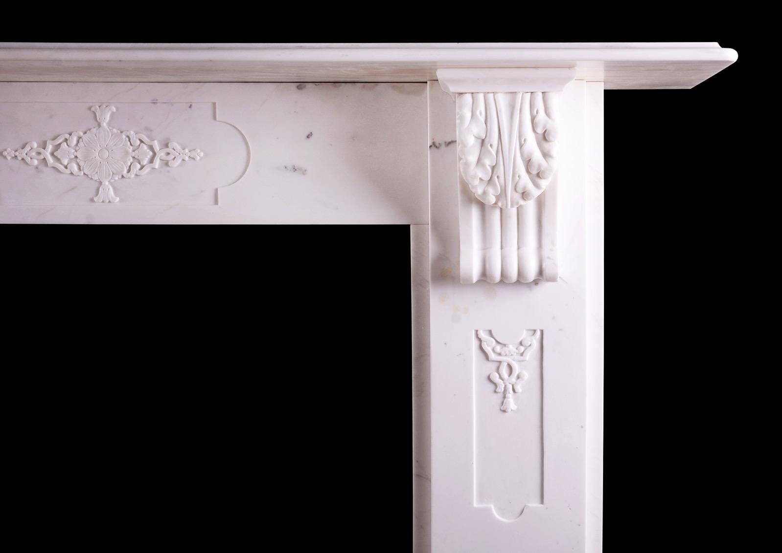 Good Quality Period Victorian Fireplace in Statuary White Marble In Good Condition For Sale In London, GB