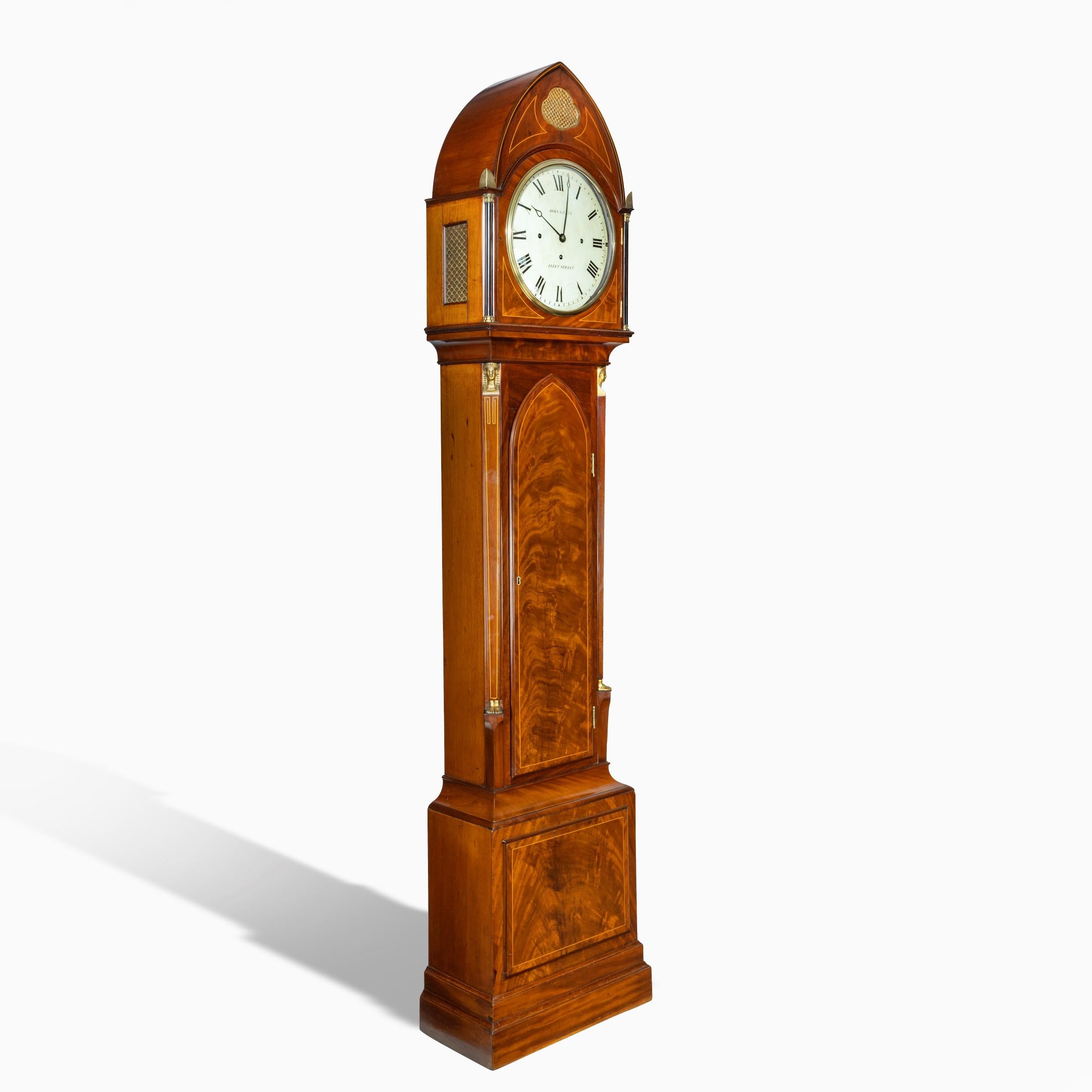 19th Century Good Quality Regency ‘Egyptian Style’ Mahogany Longcase Clock by John Grant For Sale