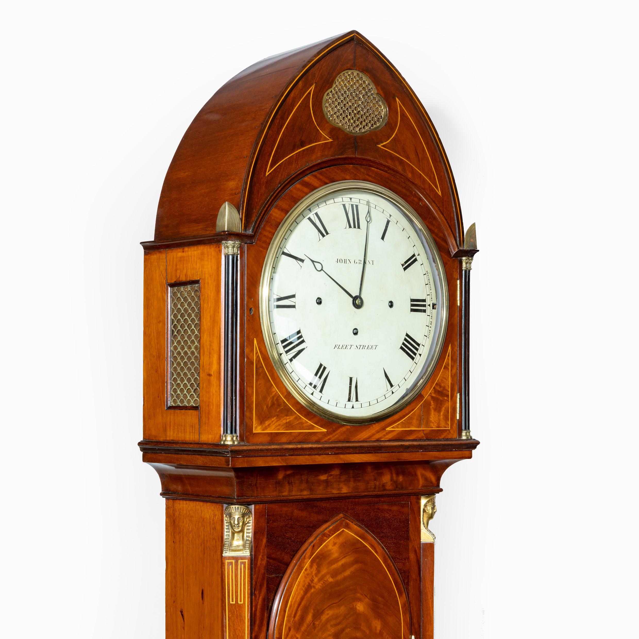 Good Quality Regency ‘Egyptian Style’ Mahogany Longcase Clock by John Grant For Sale 1