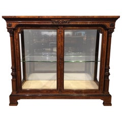 Good Quality Victorian Period Burr Walnut Two-Door Display Cabinet