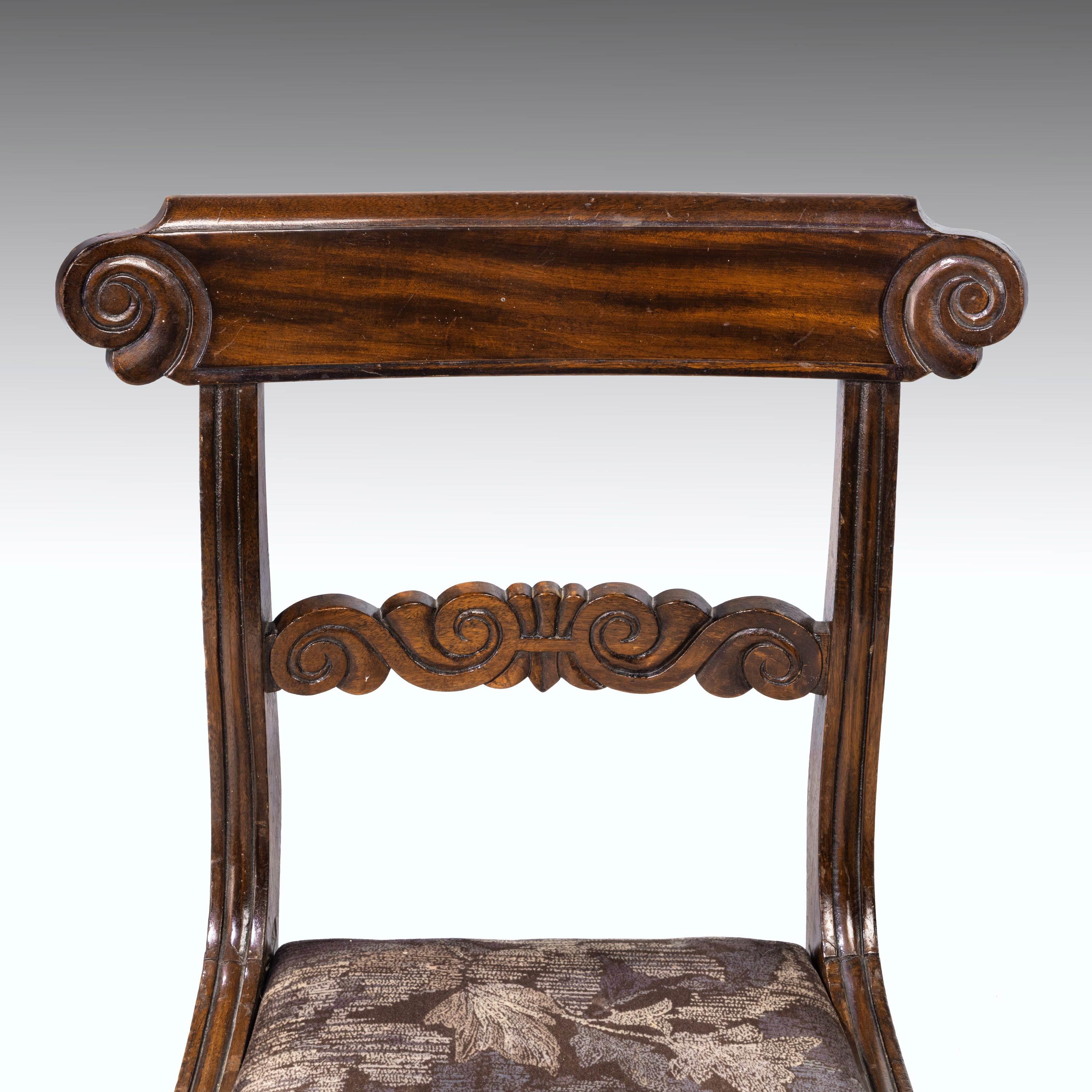 Good Set '6+2' of Regency Period Sabre Legged Mahogany Framed Chairs 6