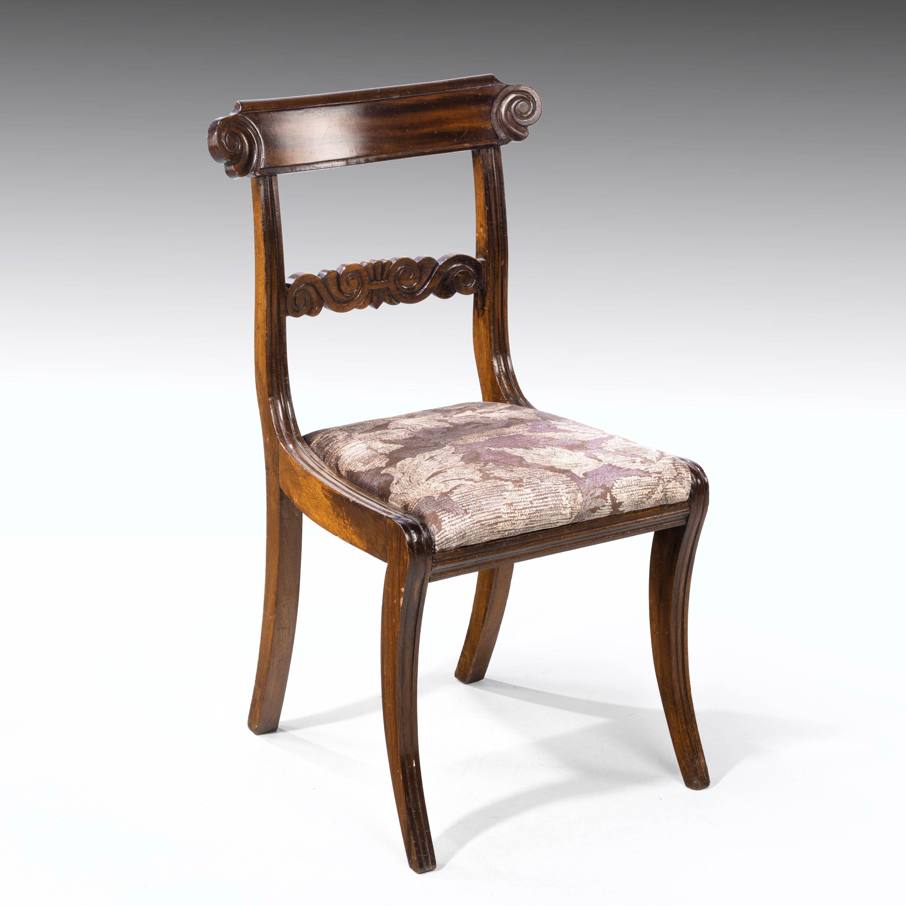 Good Set '6+2' of Regency Period Sabre Legged Mahogany Framed Chairs 1