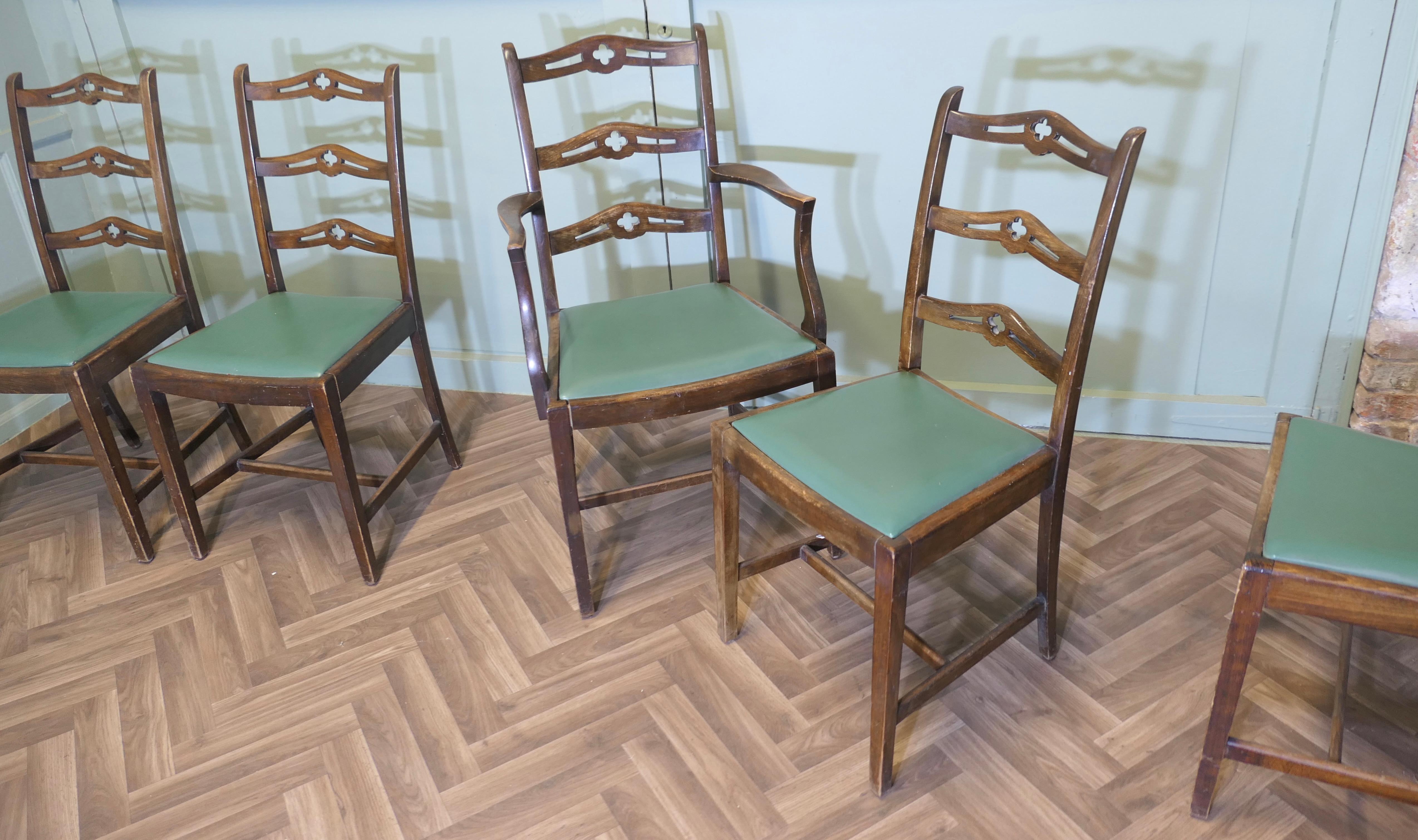 A Good Set of 5 Wavy Ladder Back Dining Chairs  This is a very attractive set For Sale 1