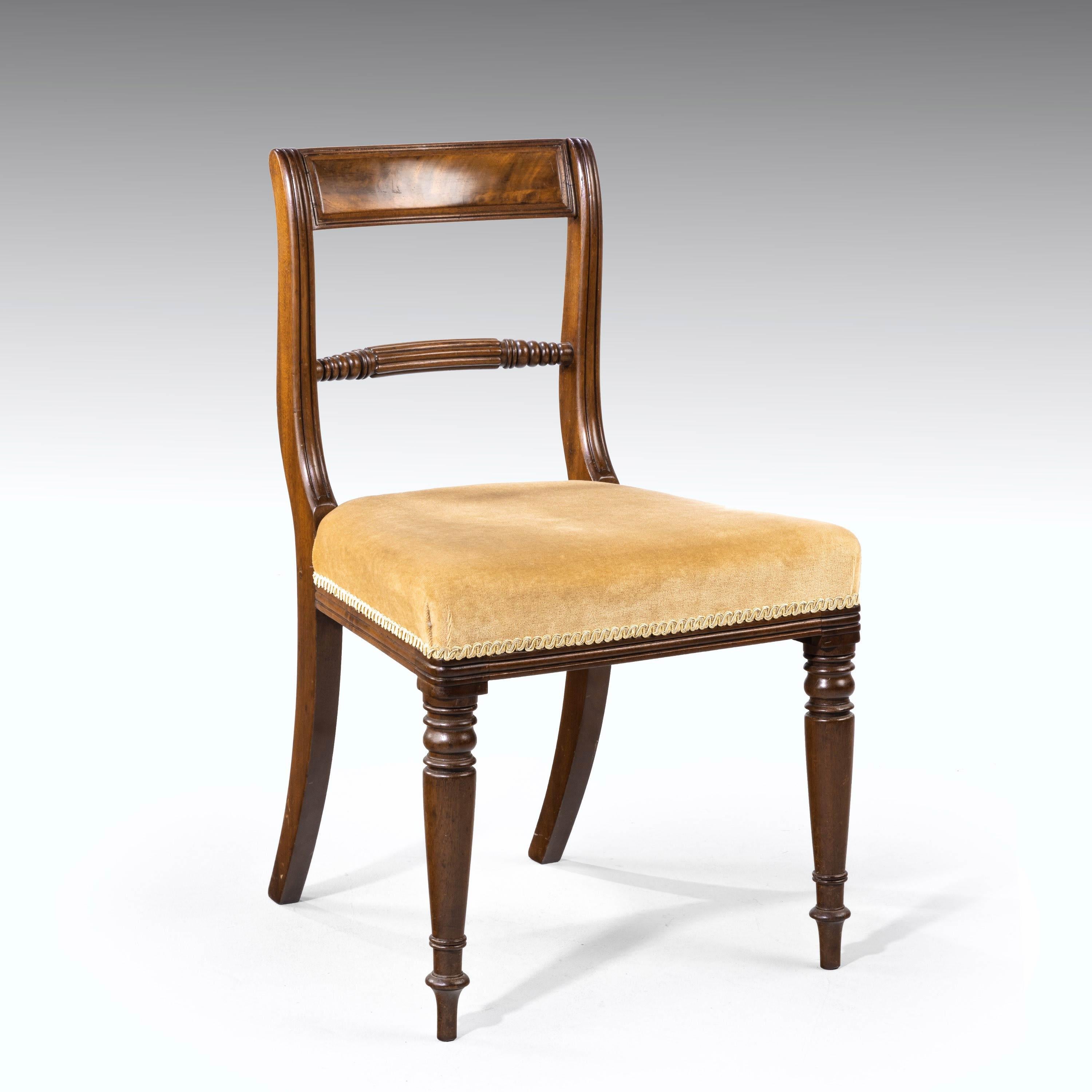 English Good Set of Regency Period 4+2 Mahogany Framed Chairs