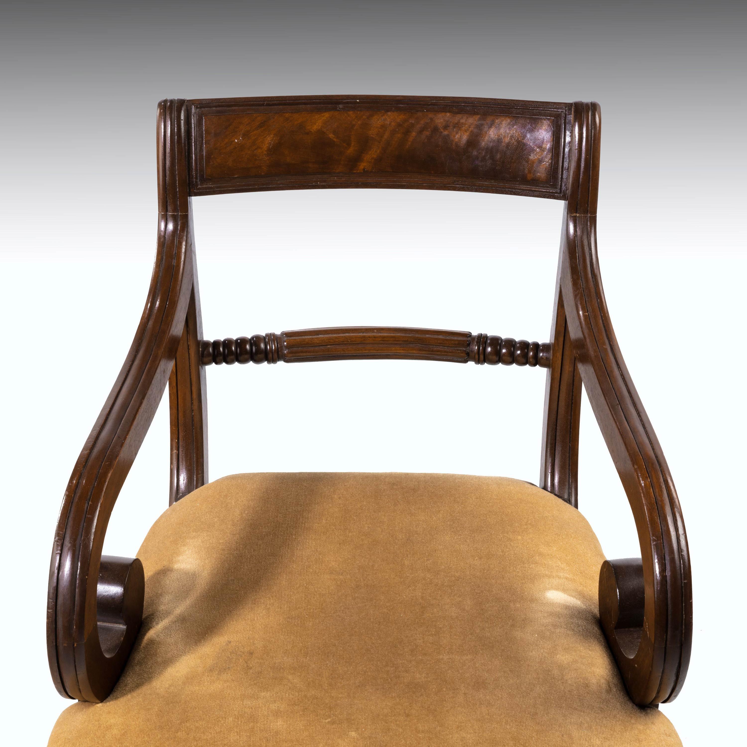 Good Set of Regency Period 4+2 Mahogany Framed Chairs 1