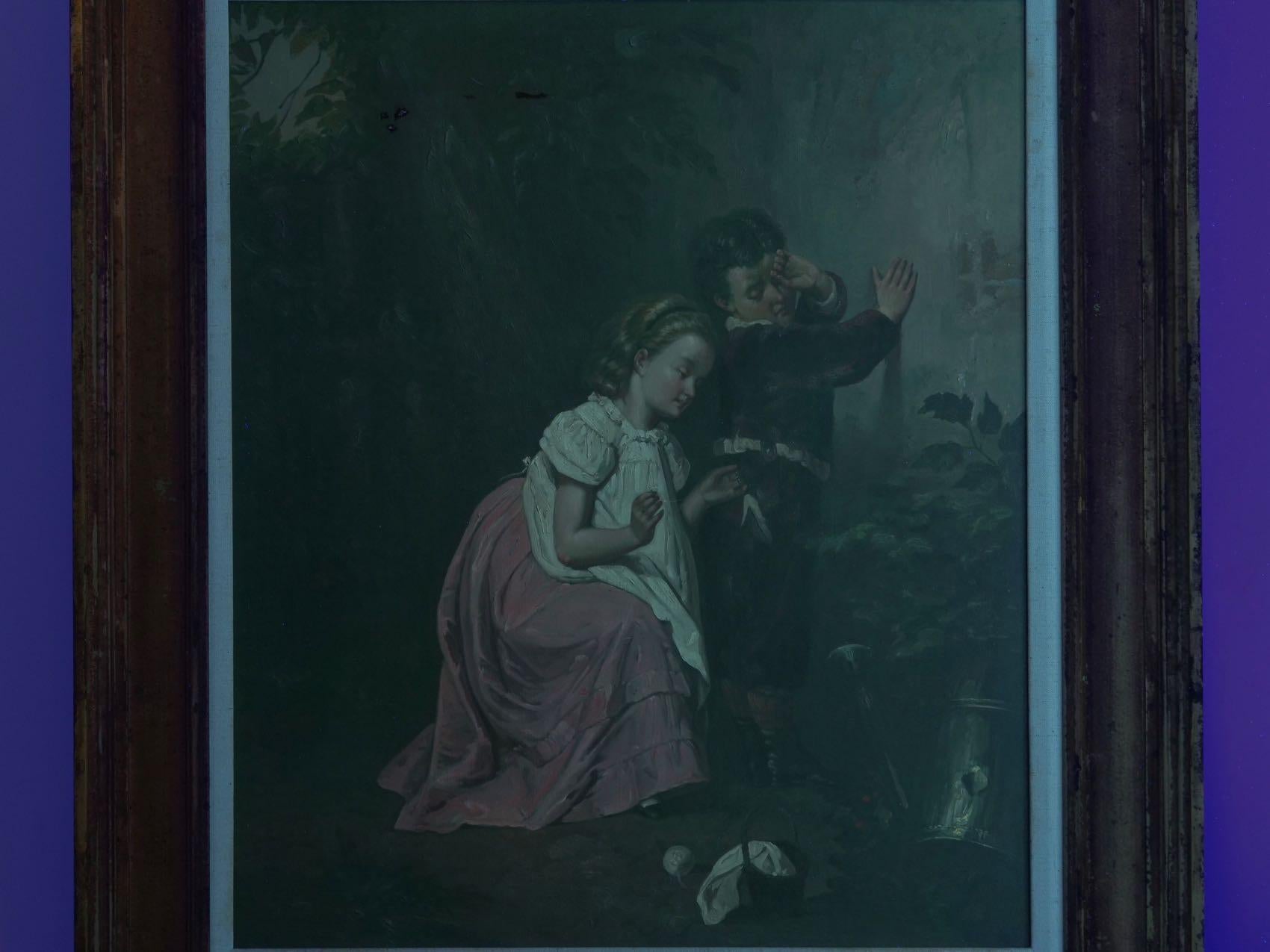 “A Good Sister” Antique Oil Painting, British School, 19th Century 12