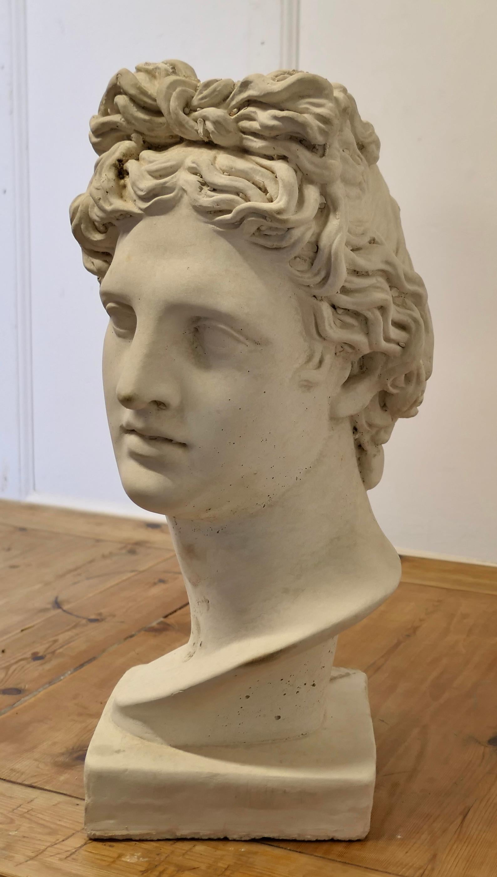 Grec classique Un bon grand buste d'Apollo légèrement usé par les intempéries  C'est un beau buste en vente