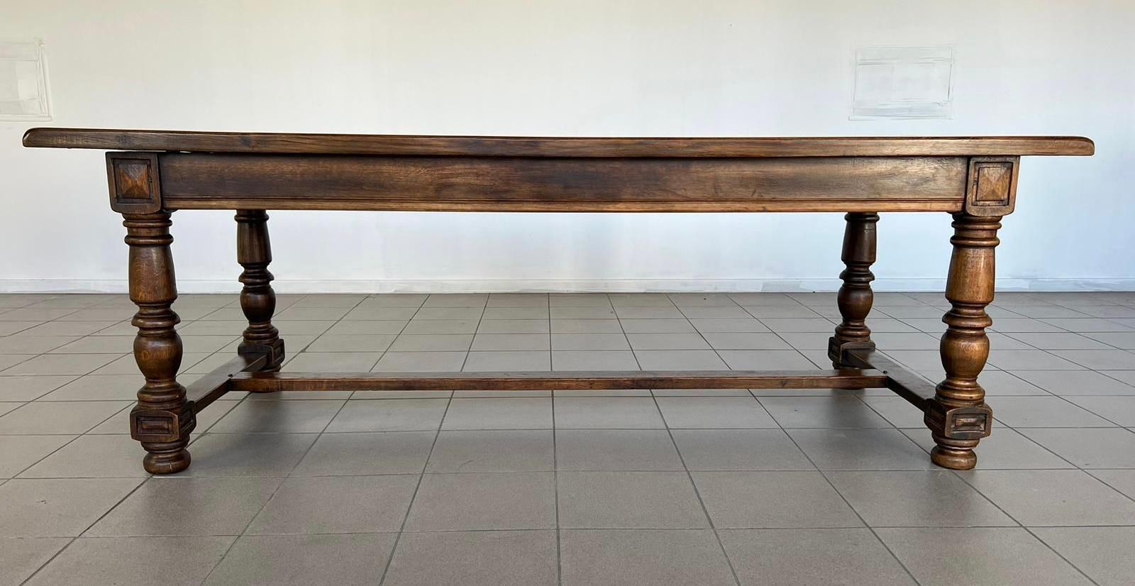 20th Century Good Solid Oak French Farmhouse Dining Table For Sale