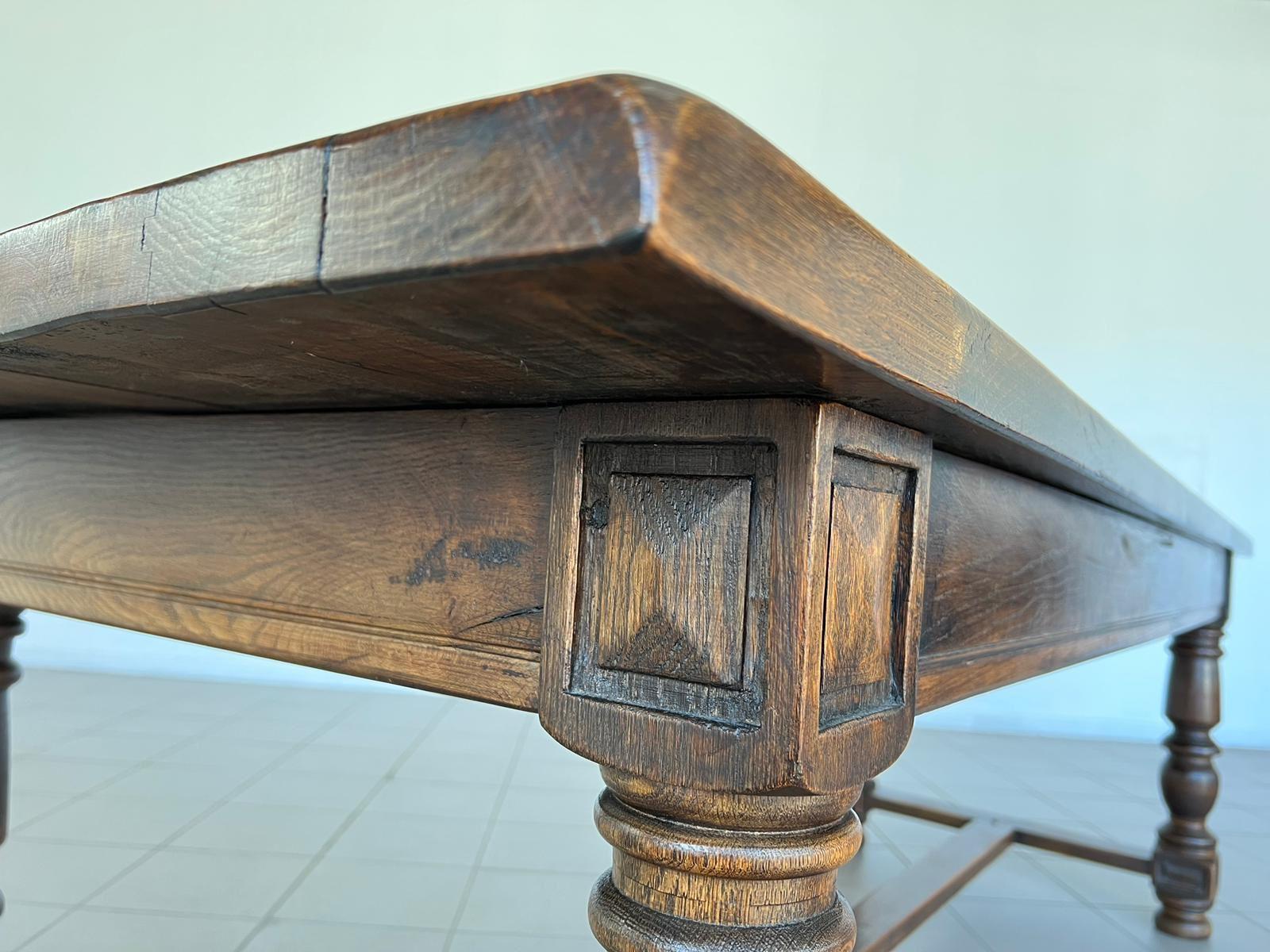 Good Solid Oak French Farmhouse Dining Table For Sale 1