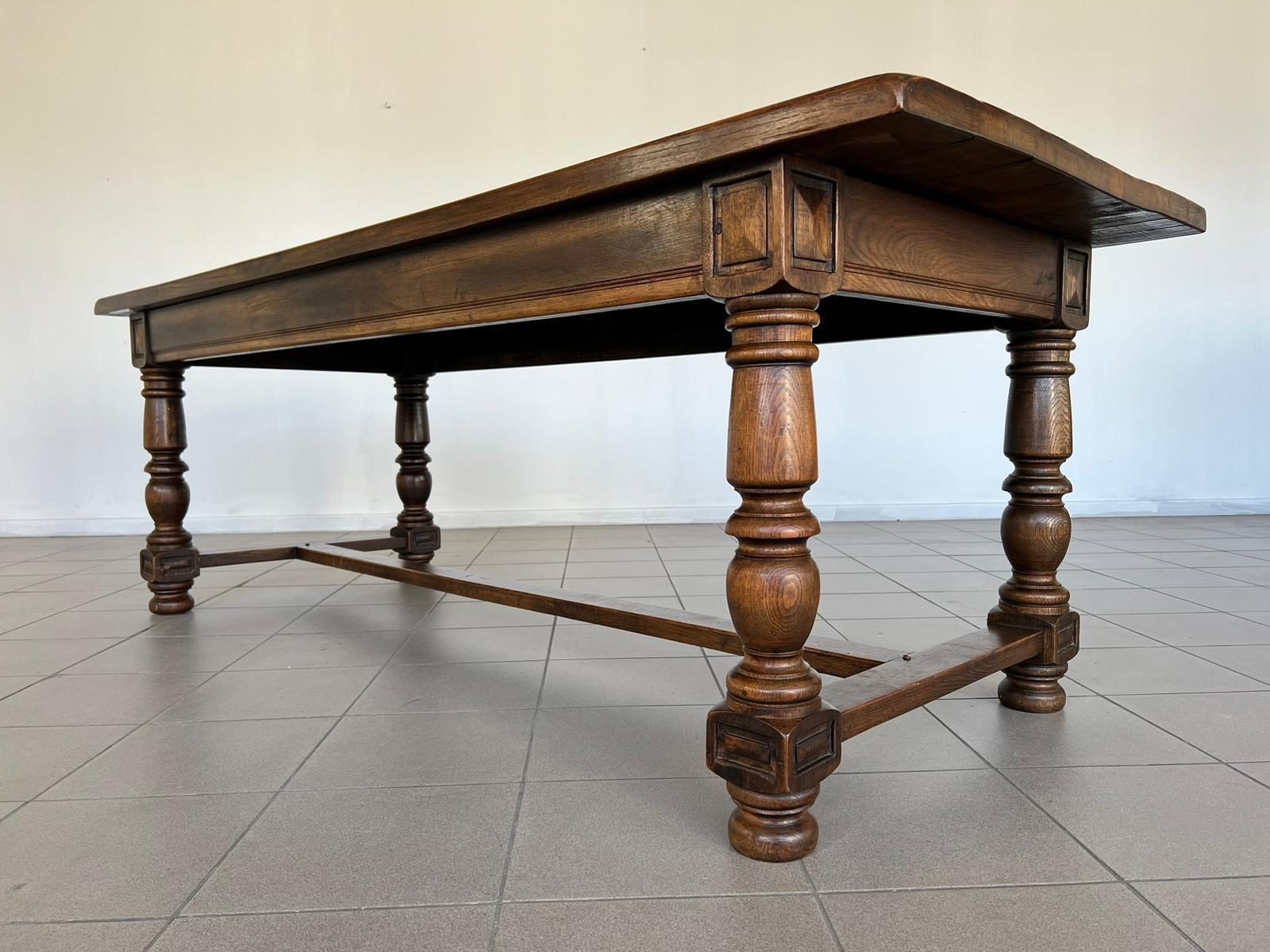 Good Solid Oak French Farmhouse Dining Table For Sale 2