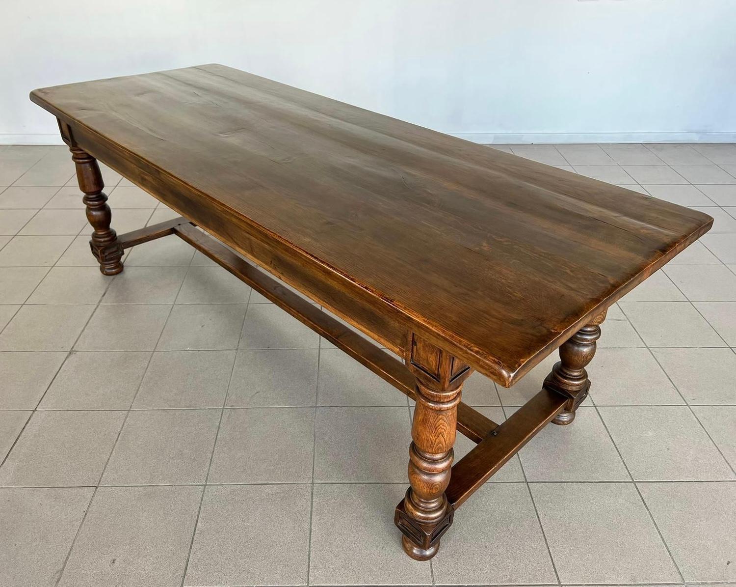 Good Solid Oak French Farmhouse Dining Table For Sale 4