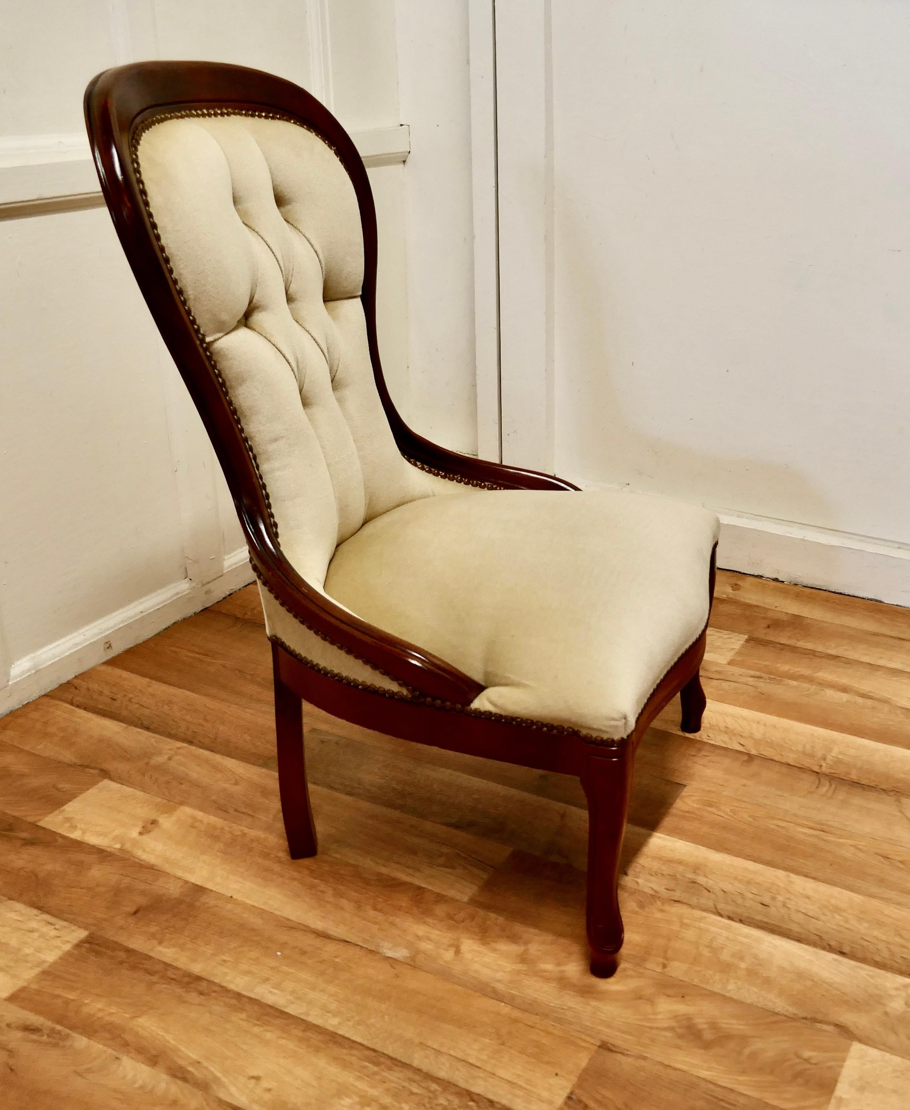 Beech Good Victorian Style Spoon Back Easy Chair For Sale