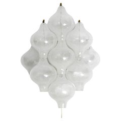 A gorgeous 1960's J.T. Kalmar Franken Tulipan ice glass ball wall lamp