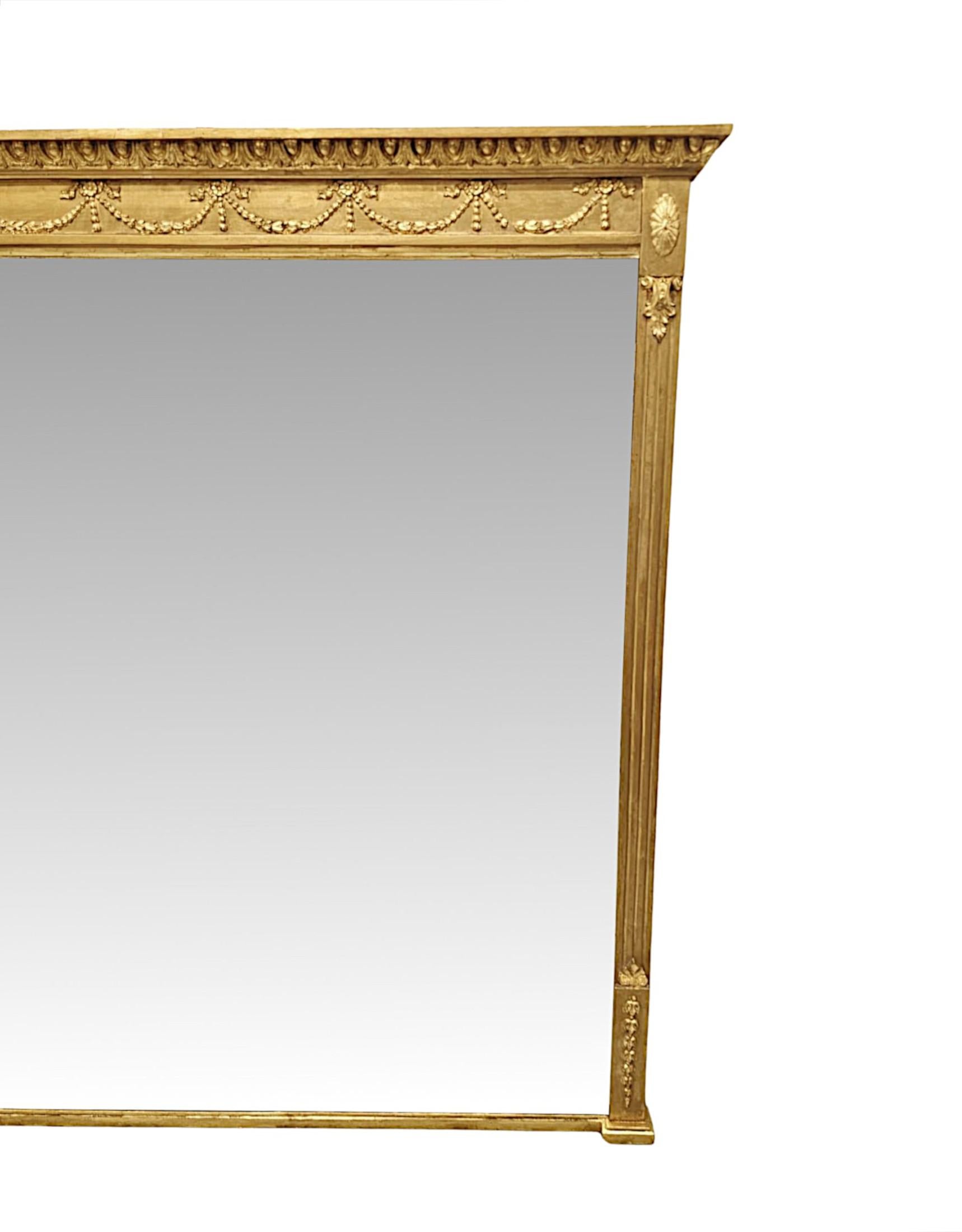 Stile Adam Uno splendido specchio in legno dorato A. Hall o Overmantel del XIX secolo di Adam Design/One in vendita