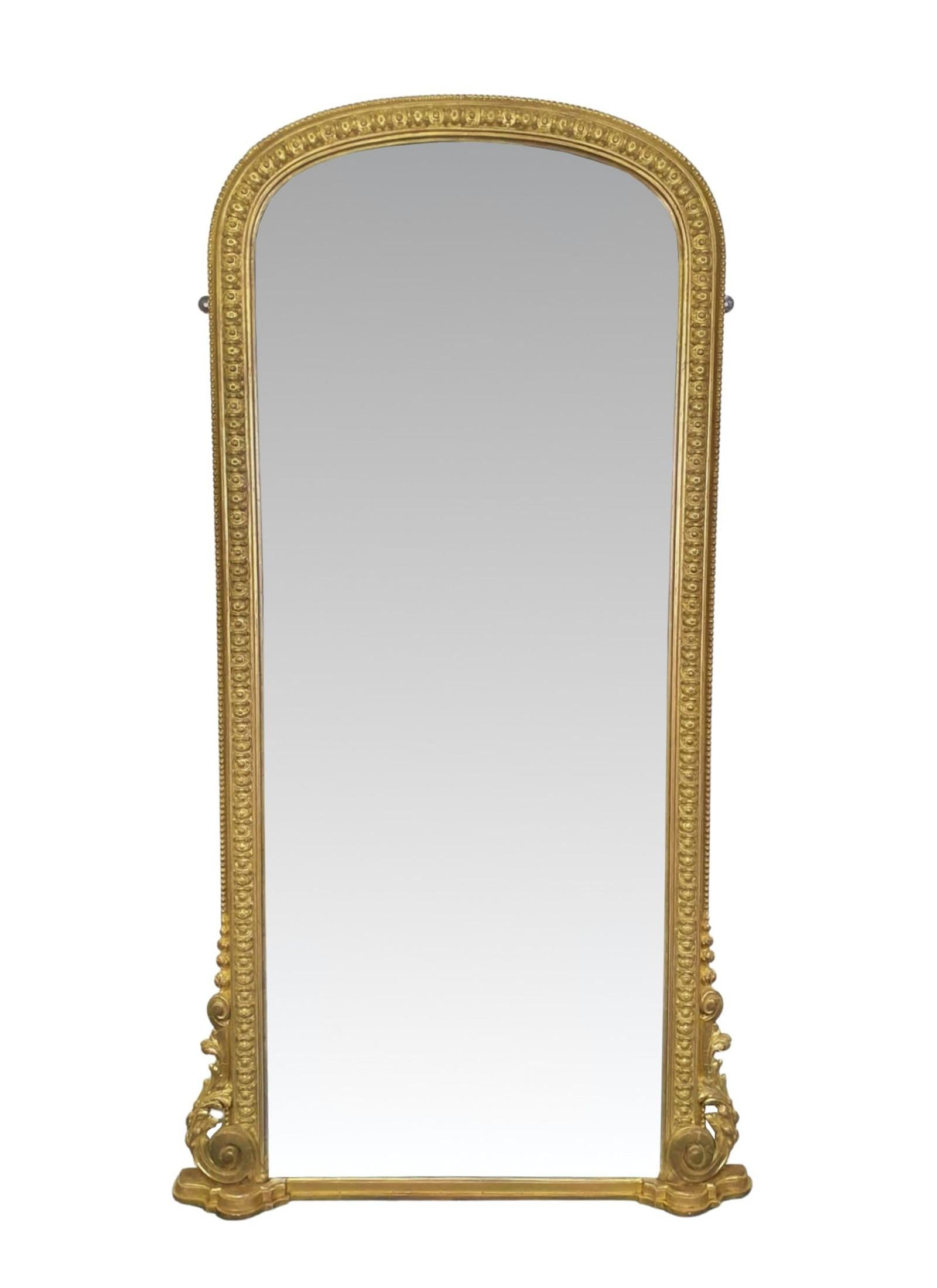 English Gorgeous 19th Century Archtop Tall Pier or Dressing Mirror For Sale